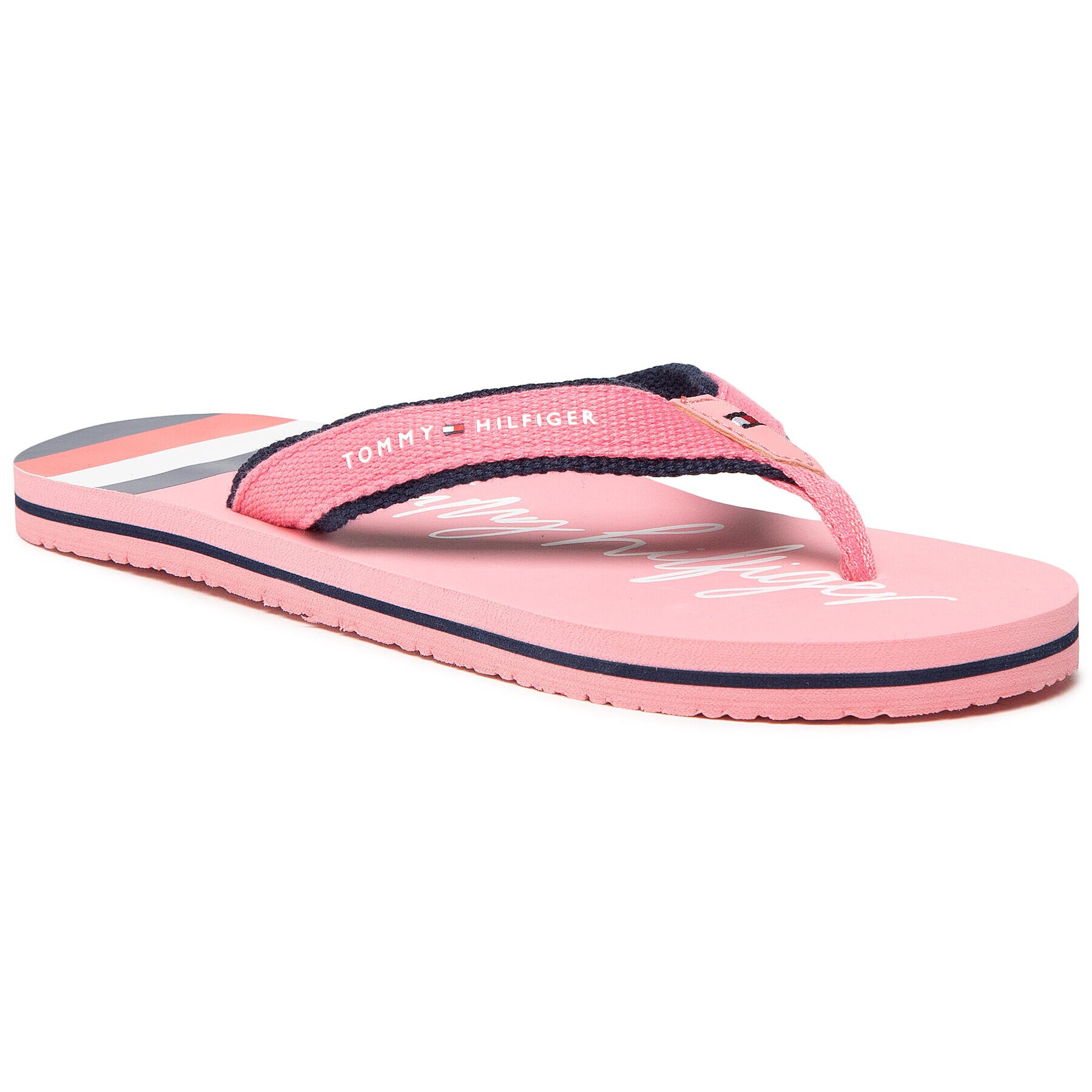 Tommy Hilfiger Flip flop Logo Print Flip Flop T3A0-30883-0058 S Roz - Pled.ro