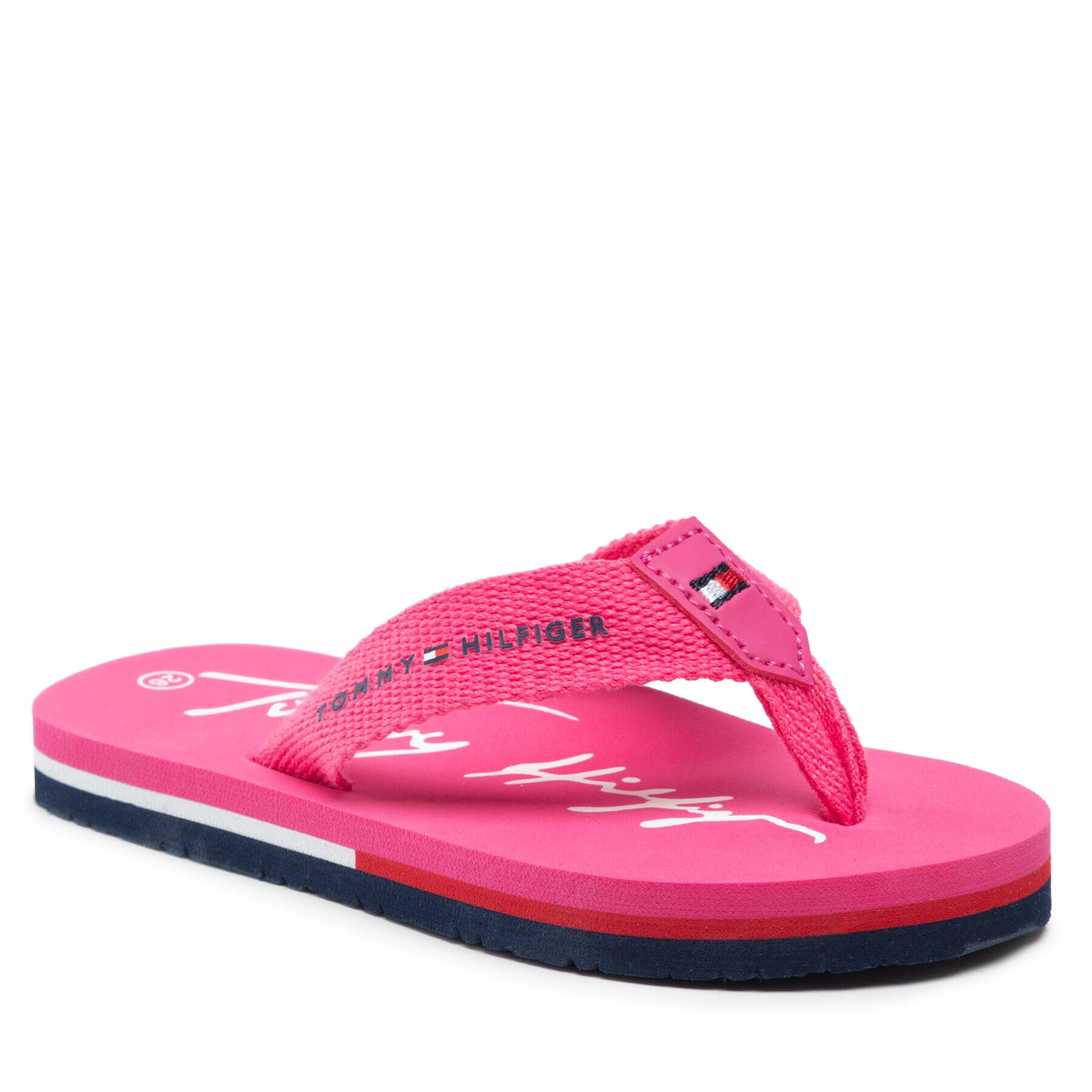 Tommy Hilfiger Flip flop Logo Print Flip Flop T3A8-32190-0058 M Roz - Pled.ro