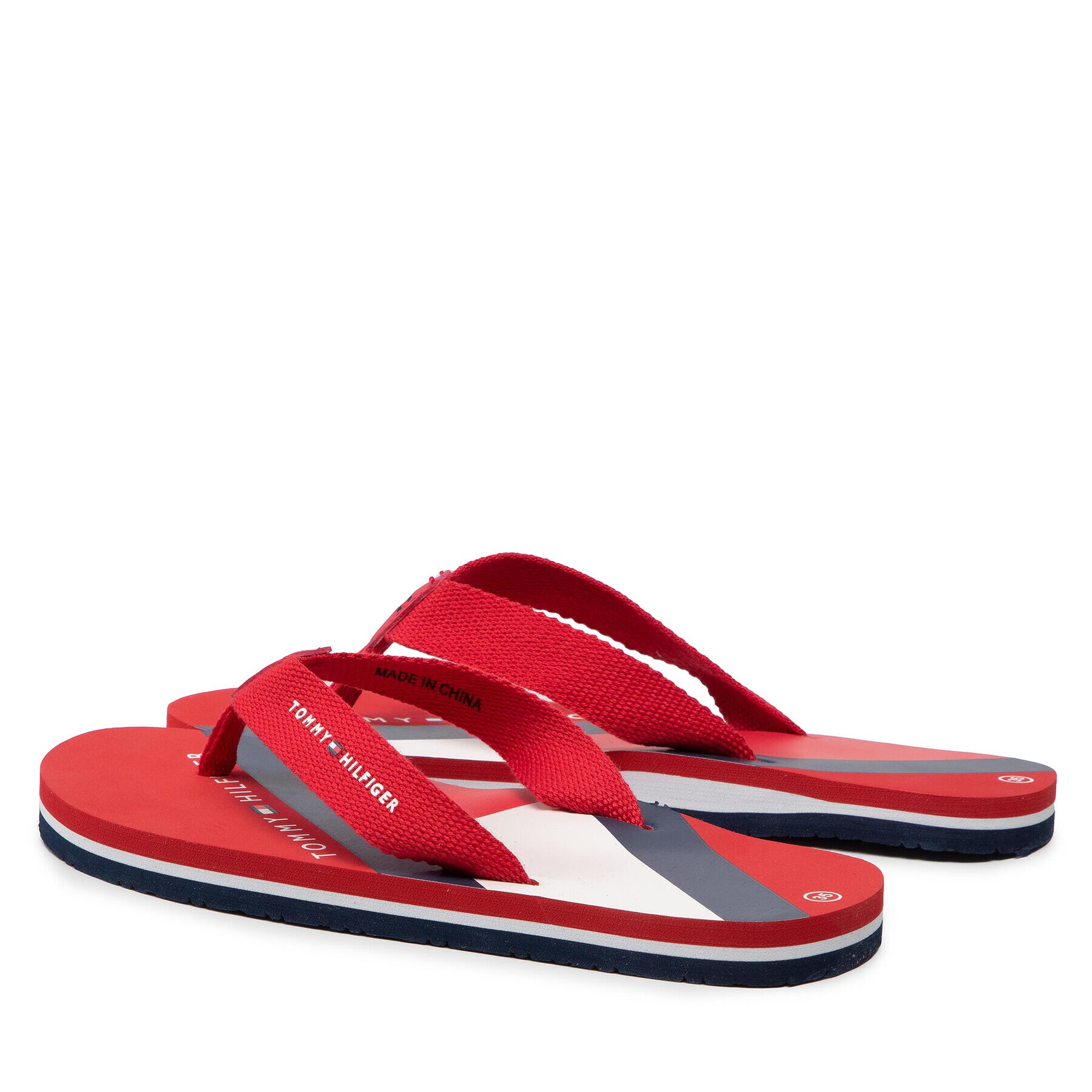 Tommy Hilfiger Flip flop Logo Print Flip Flop T3A8-32190-0058 S Roșu - Pled.ro