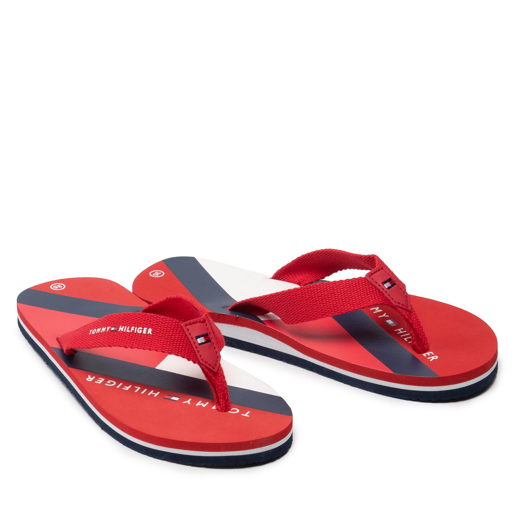 Tommy Hilfiger Flip flop Logo Print Flip Flop T3A8-32190-0058 S Roșu - Pled.ro