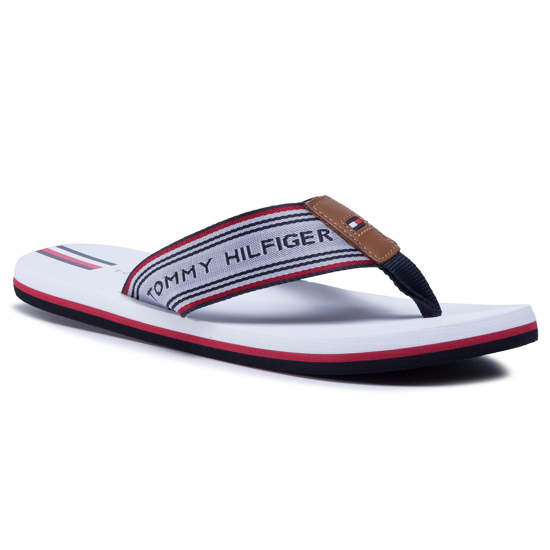 Tommy Hilfiger Flip flop Logo Tape Beach Sandal FM0FM02875 Alb - Pled.ro