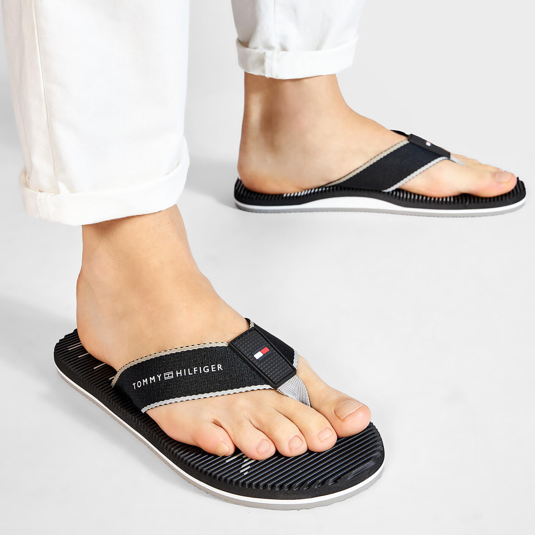 Tommy Hilfiger Flip flop Massage Footbed Beach Sandal FM0FM03386 Negru - Pled.ro