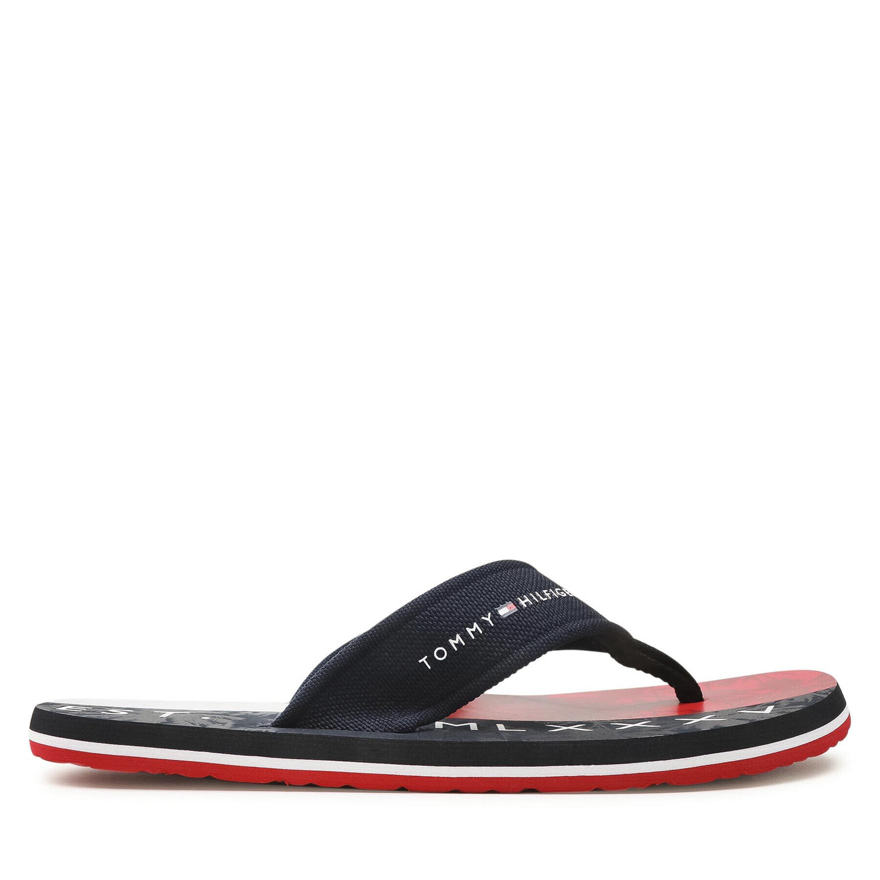 Tommy Hilfiger Flip flop Palm Print Beach Sandal FM0FM03644 Bleumarin - Pled.ro