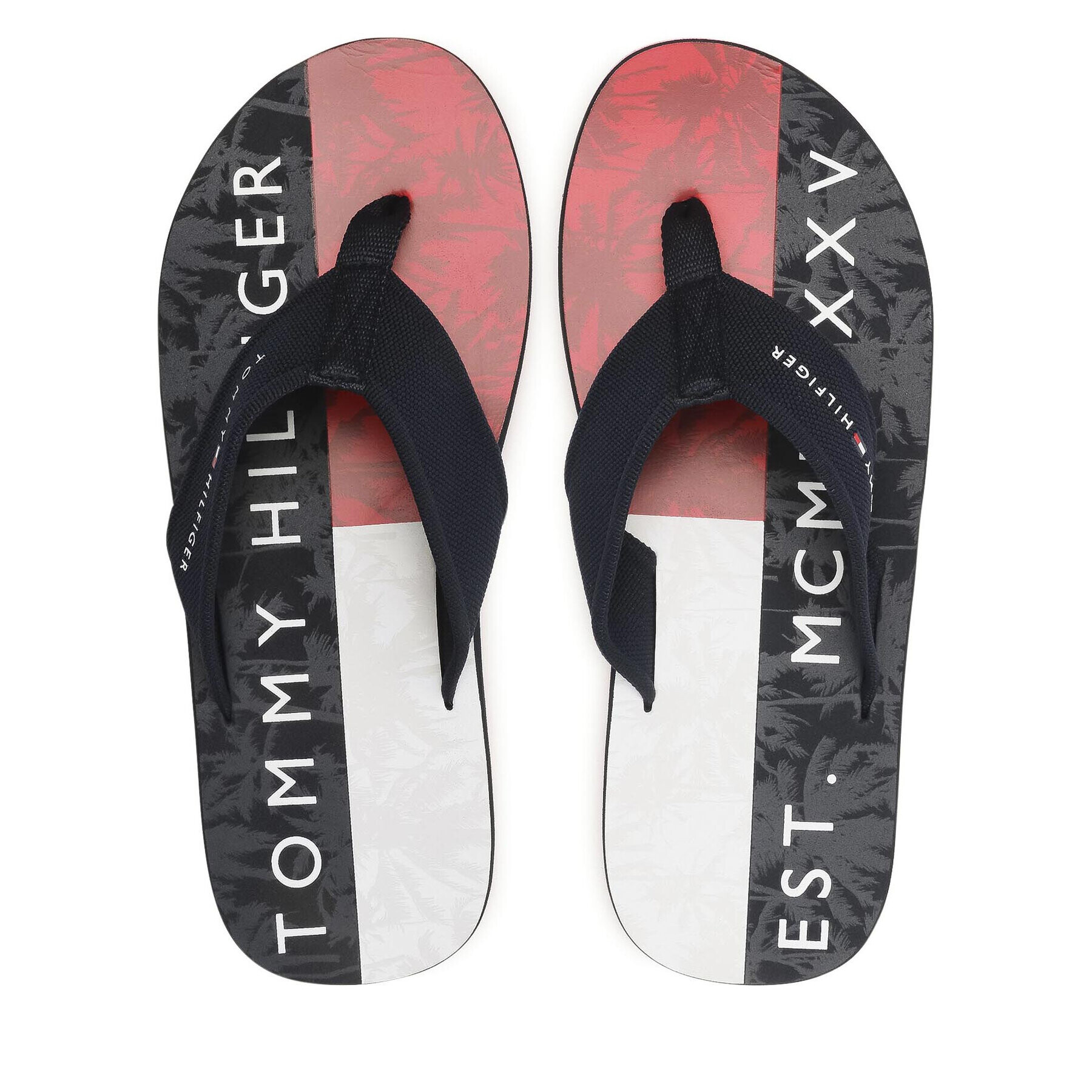 Tommy Hilfiger Flip flop Palm Print Beach Sandal FM0FM03644 Bleumarin - Pled.ro