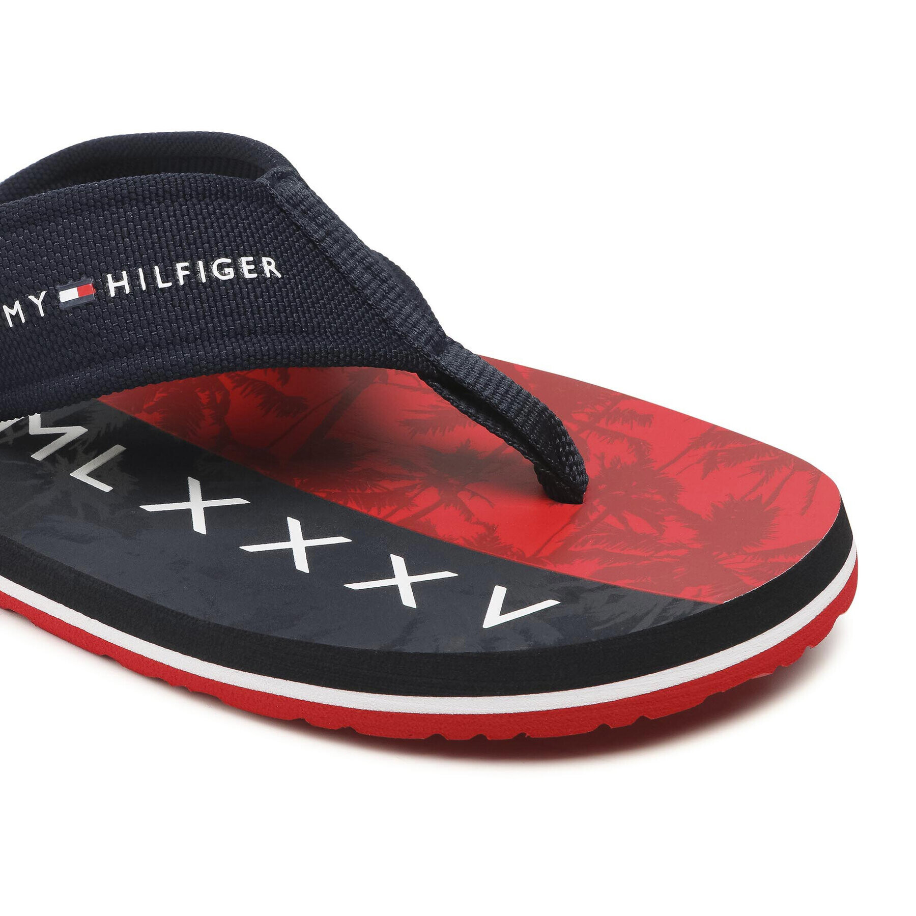 Tommy Hilfiger Flip flop Palm Print Beach Sandal FM0FM03644 Bleumarin - Pled.ro