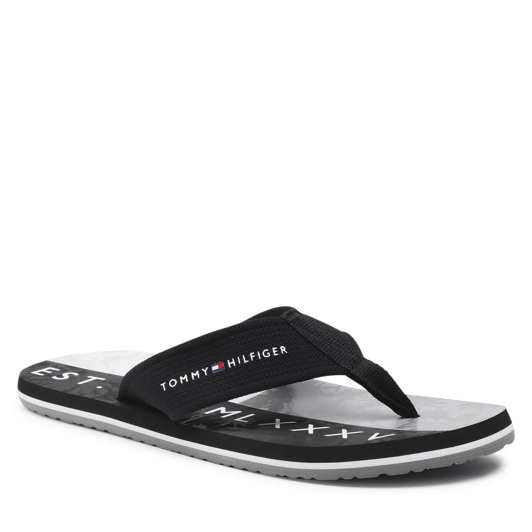 Tommy Hilfiger Flip flop Palm Print Beach Sandal FM0FM03644 Negru - Pled.ro