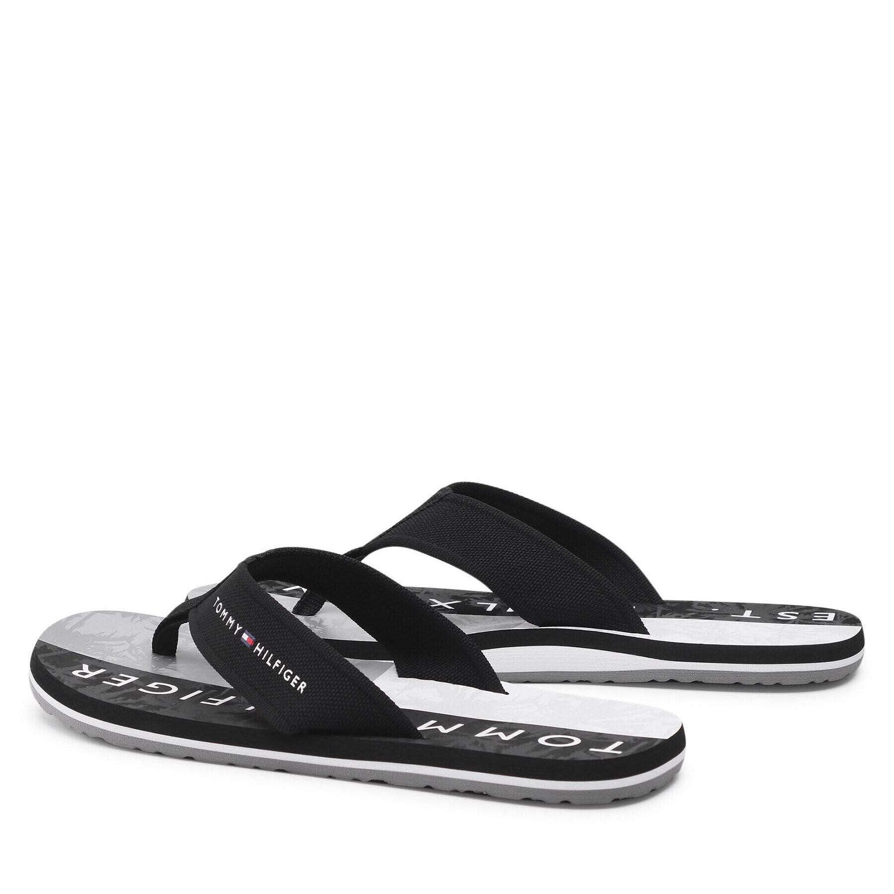 Tommy Hilfiger Flip flop Palm Print Beach Sandal FM0FM03644 Negru - Pled.ro