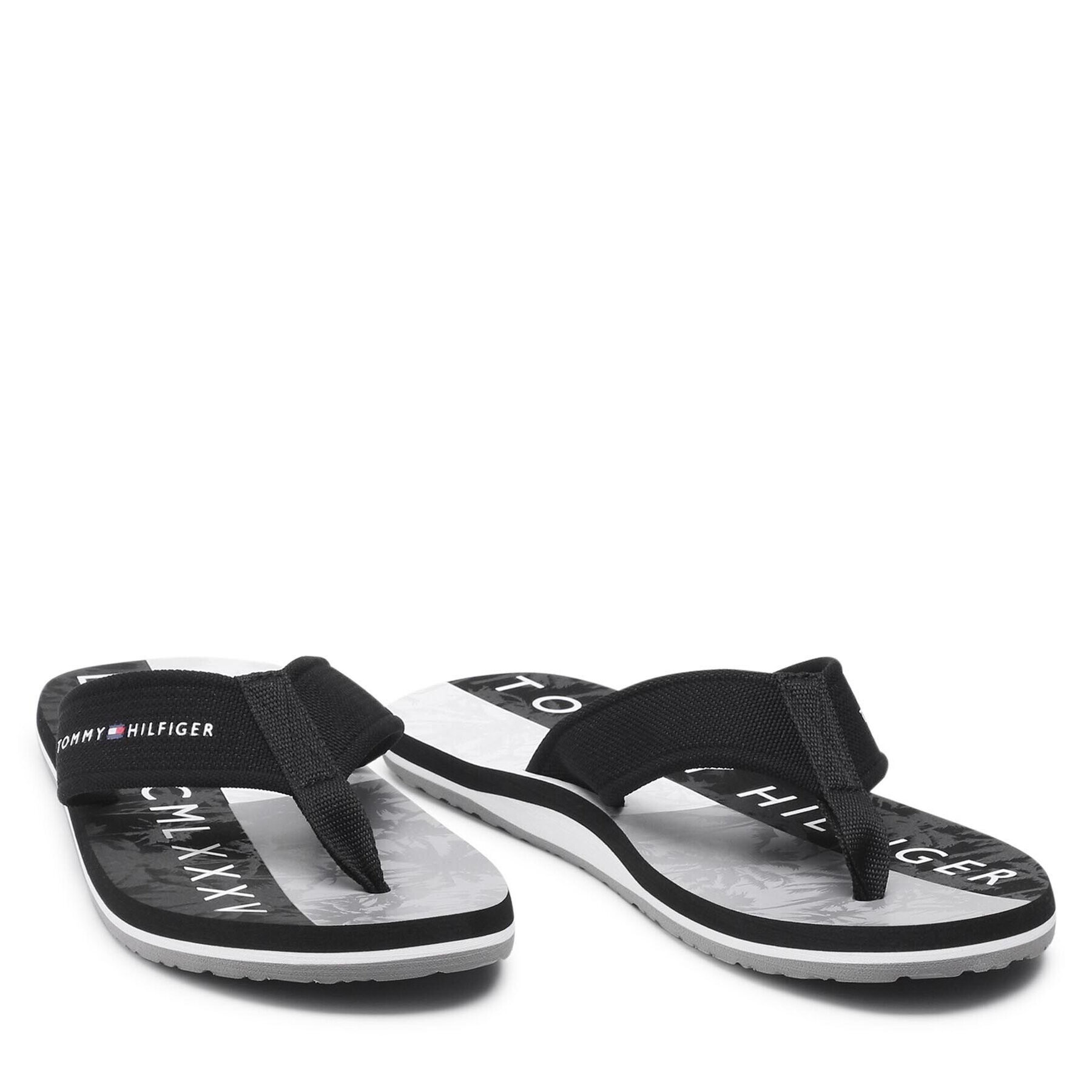 Tommy Hilfiger Flip flop Palm Print Beach Sandal FM0FM03644 Negru - Pled.ro