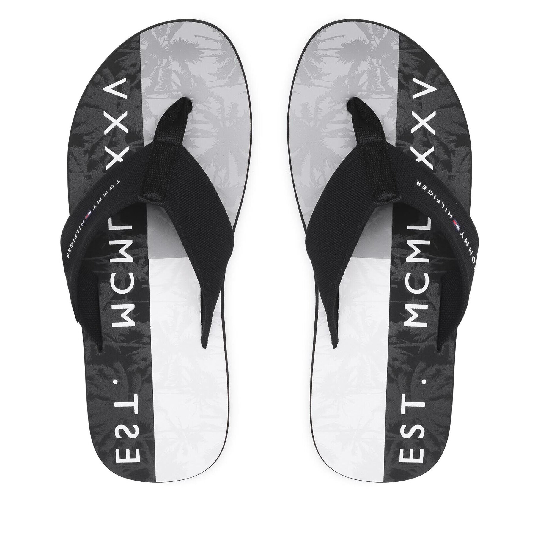 Tommy Hilfiger Flip flop Palm Print Beach Sandal FM0FM03644 Negru - Pled.ro