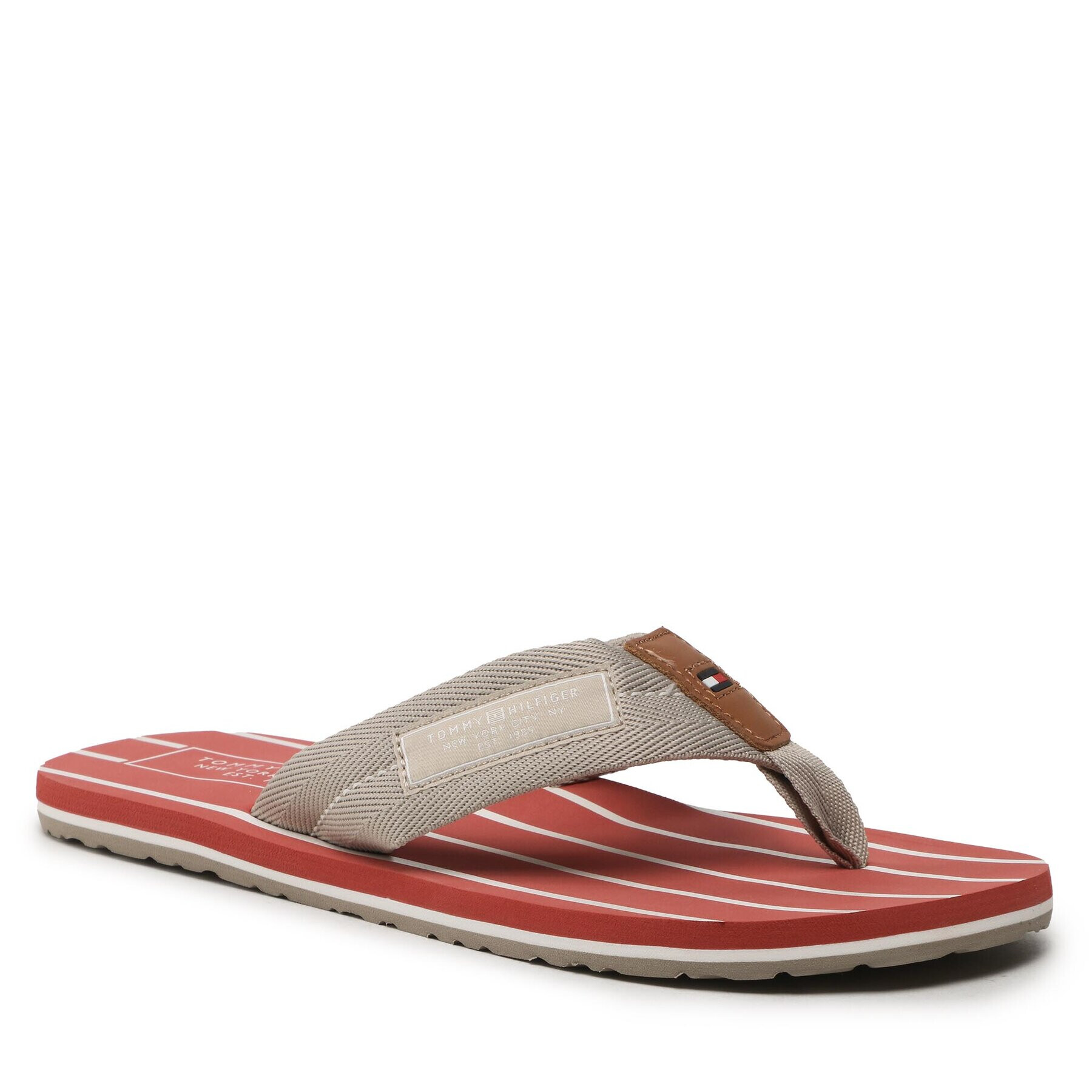 Tommy Hilfiger Flip flop Patch Hilfiger Beach Sandal FM0FM04470 Gri - Pled.ro