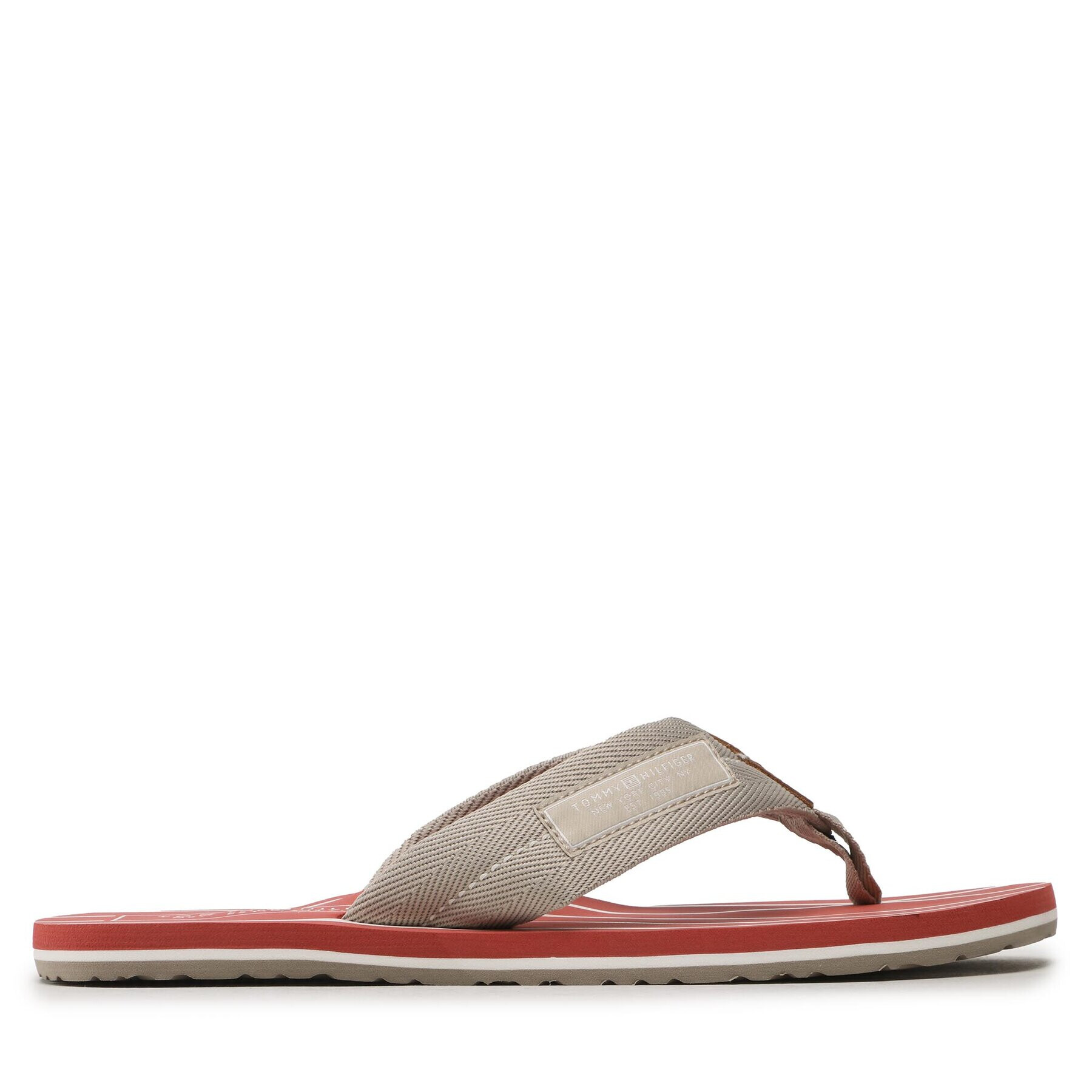 Tommy Hilfiger Flip flop Patch Hilfiger Beach Sandal FM0FM04470 Gri - Pled.ro