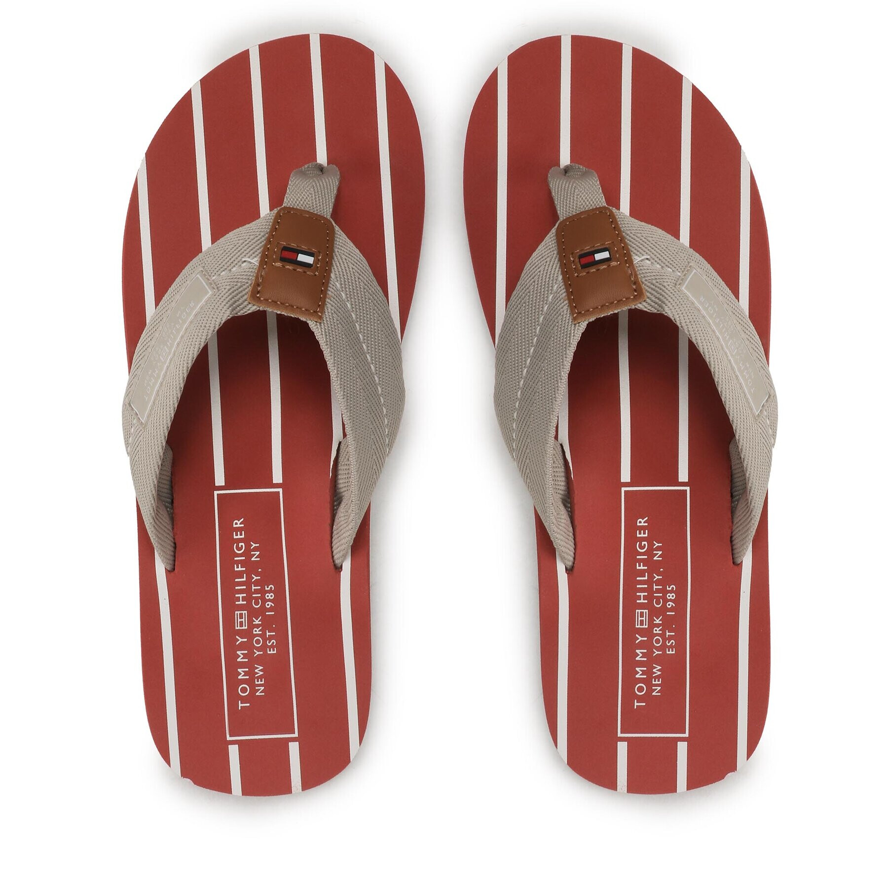 Tommy Hilfiger Flip flop Patch Hilfiger Beach Sandal FM0FM04470 Gri - Pled.ro