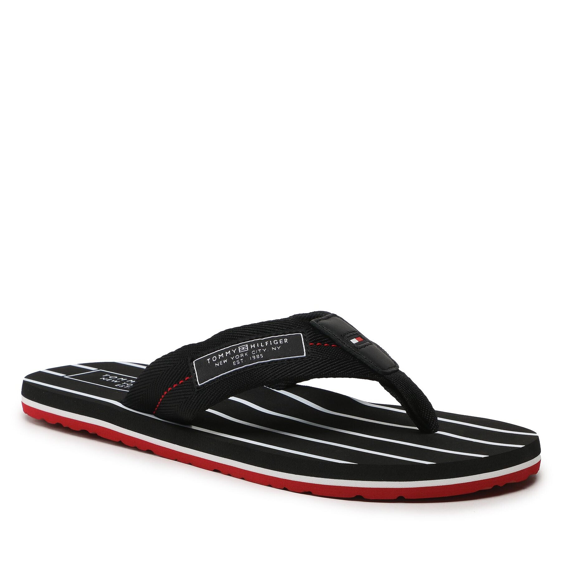 Tommy Hilfiger Flip flop Patch Hilfiger Beach Sandal FM0FM04470 Negru - Pled.ro