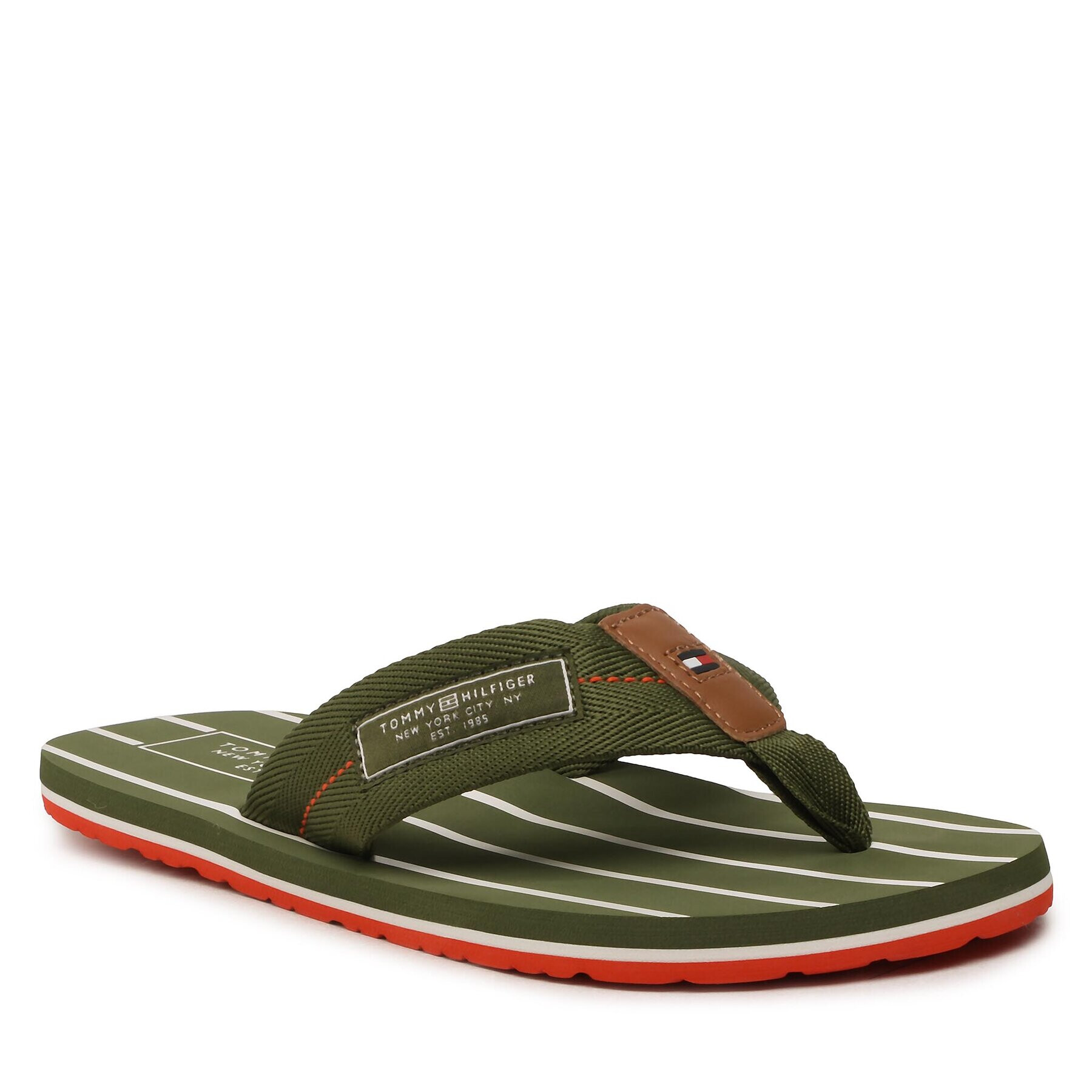 Tommy Hilfiger Flip flop Patch Hilfiger Beach Sandal FM0FM04470 Verde - Pled.ro