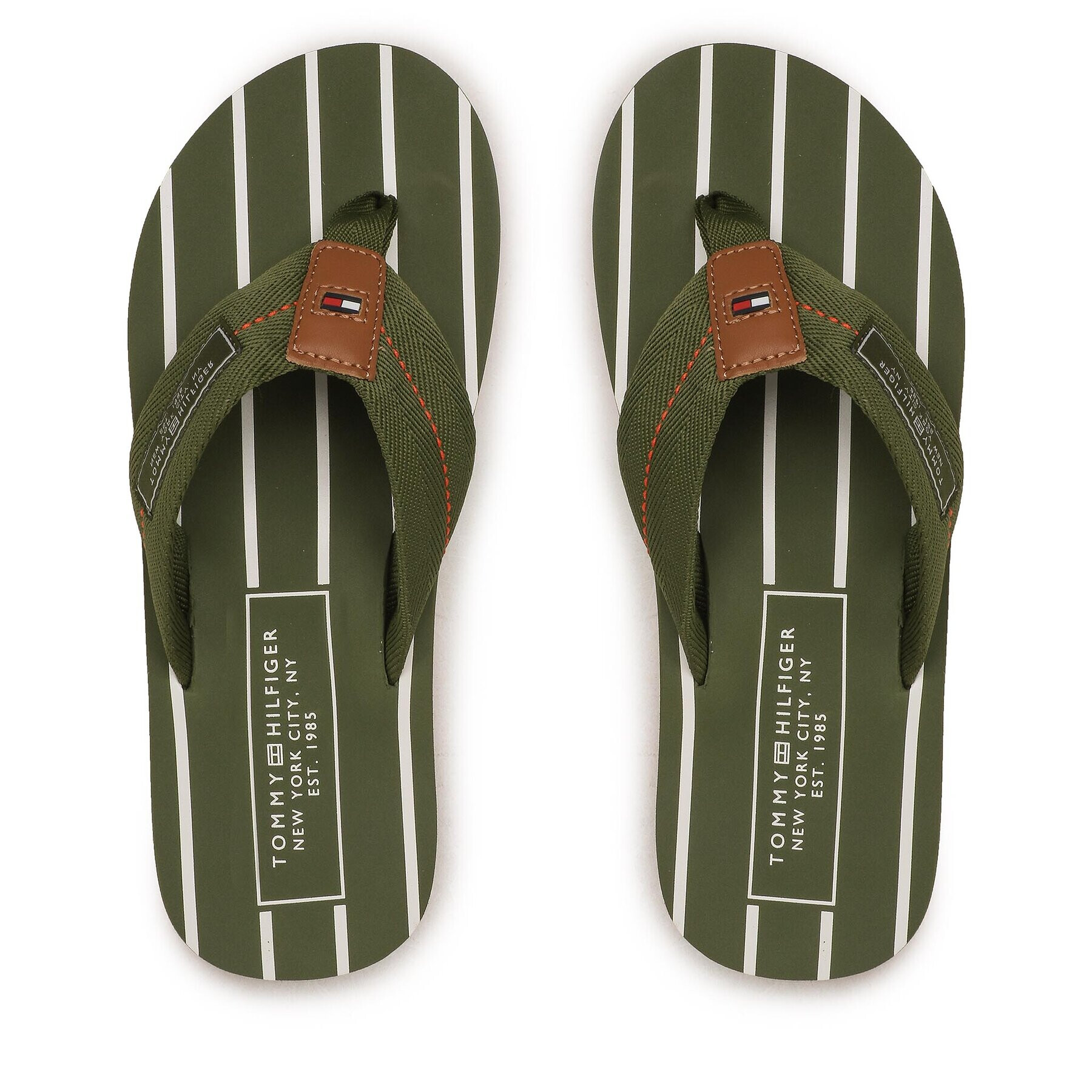 Tommy Hilfiger Flip flop Patch Hilfiger Beach Sandal FM0FM04470 Verde - Pled.ro