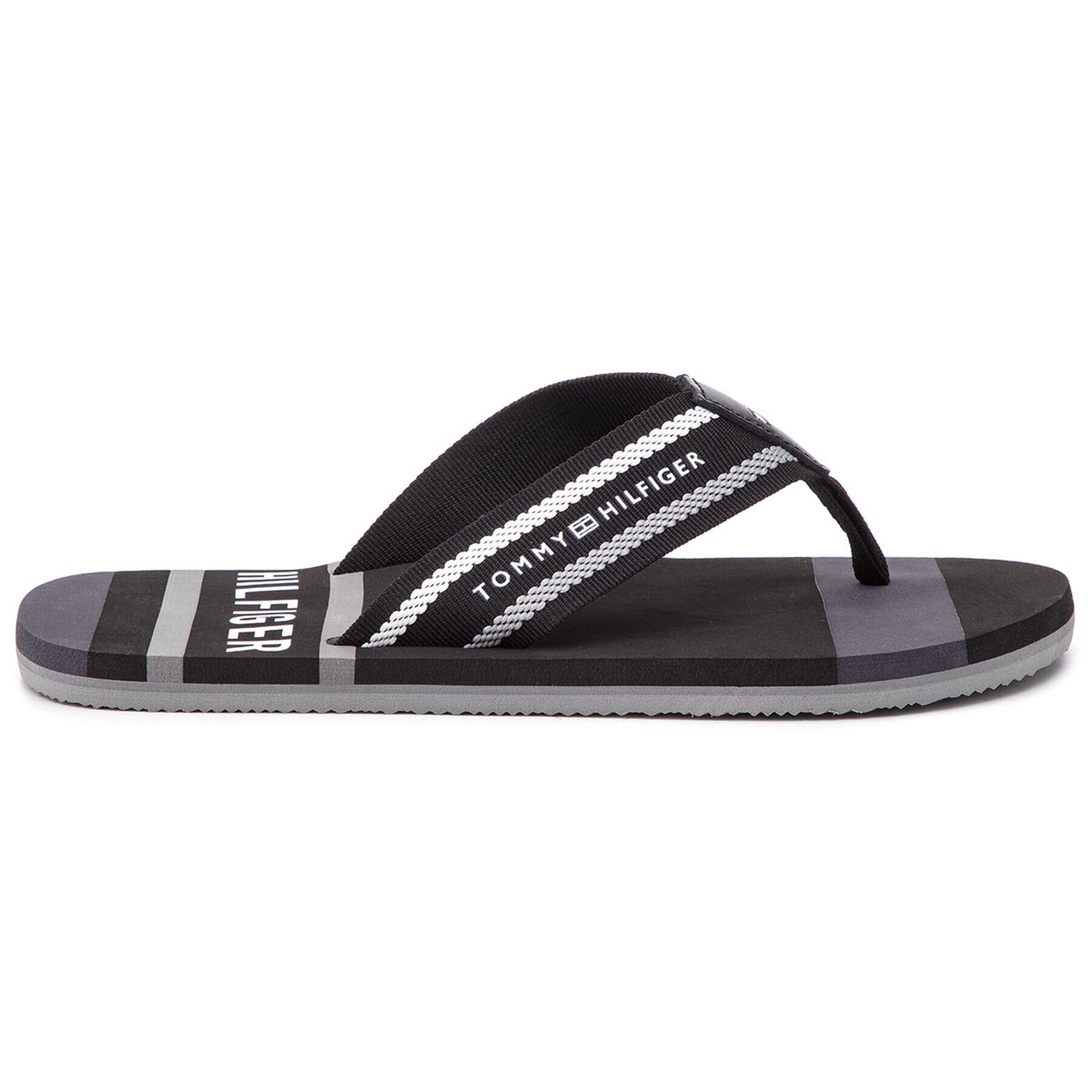 Tommy Hilfiger Flip flop Striped Beach Sandal FM0FM02085 Negru - Pled.ro