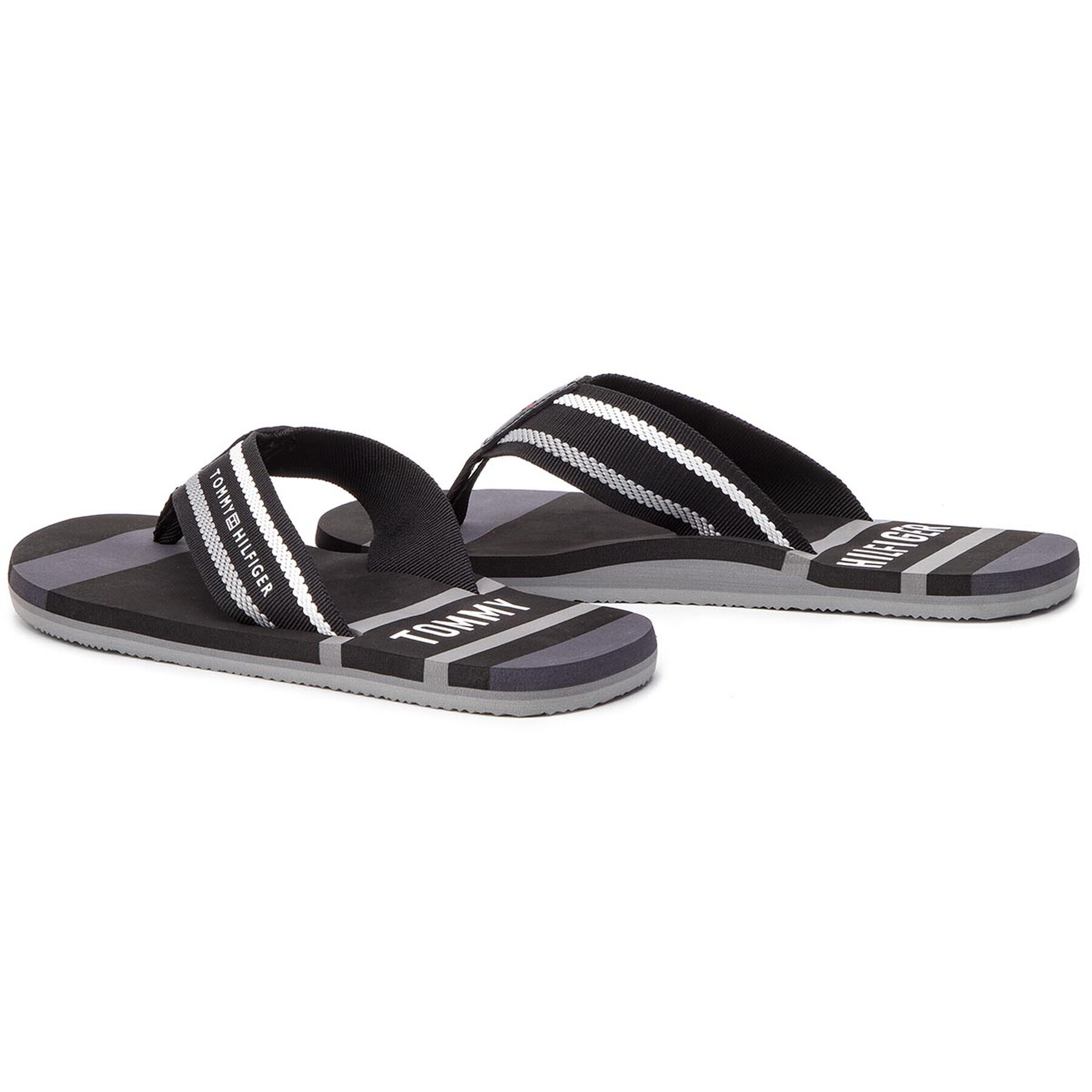 Tommy Hilfiger Flip flop Striped Beach Sandal FM0FM02085 Negru - Pled.ro