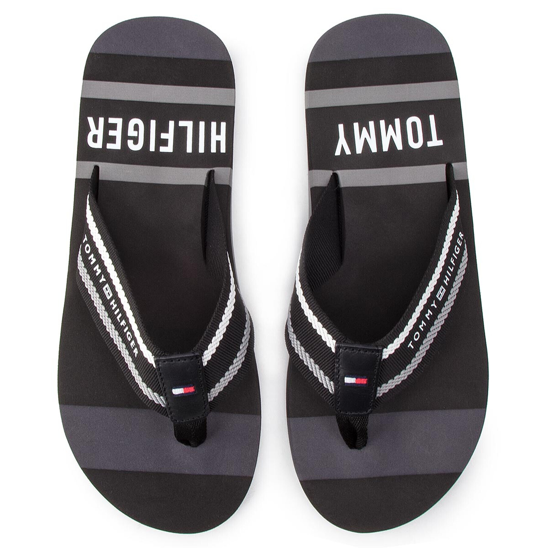 Tommy Hilfiger Flip flop Striped Beach Sandal FM0FM02085 Negru - Pled.ro