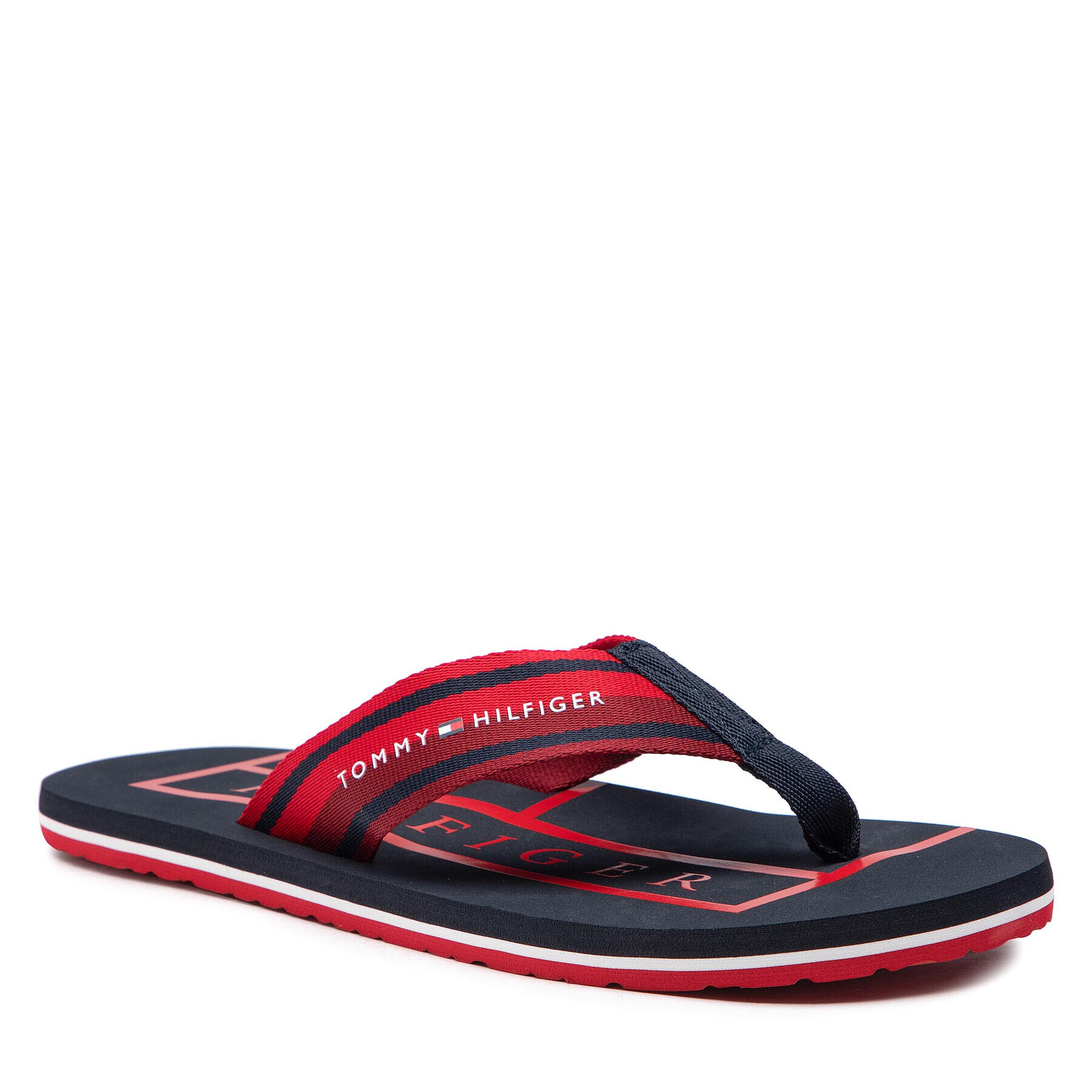 Tommy Hilfiger Flip flop Strips Hilfiger Beach Sandal FM0FM04066 Roșu - Pled.ro