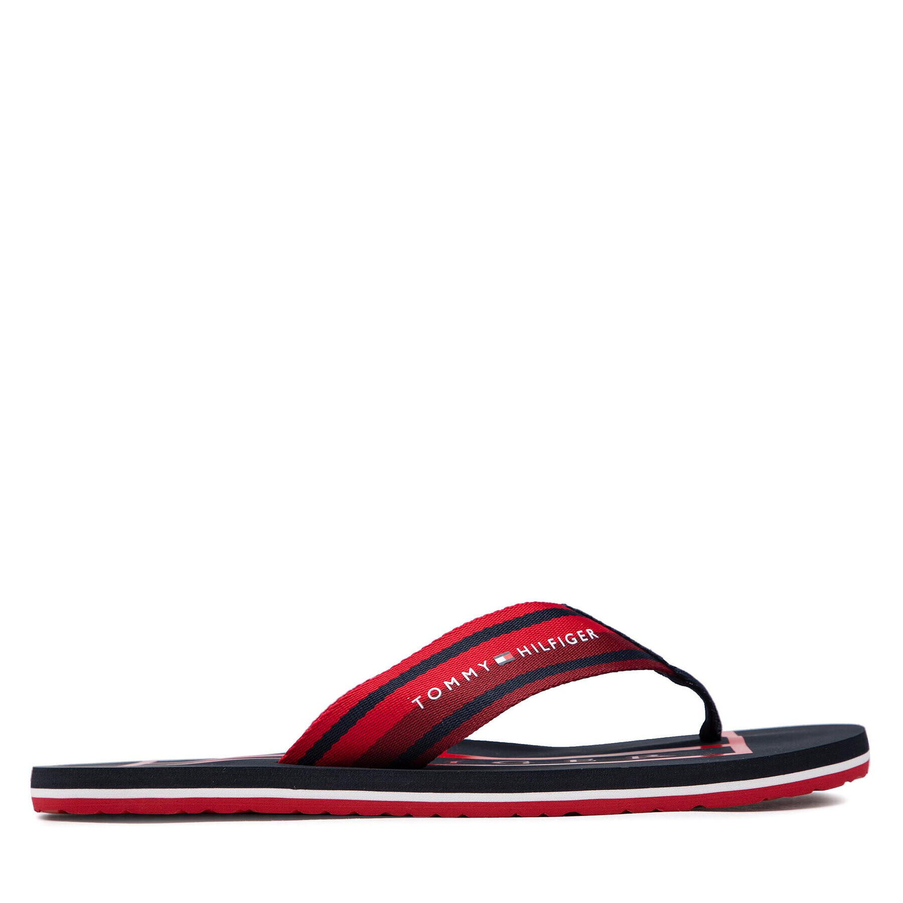 Tommy Hilfiger Flip flop Strips Hilfiger Beach Sandal FM0FM04066 Roșu - Pled.ro