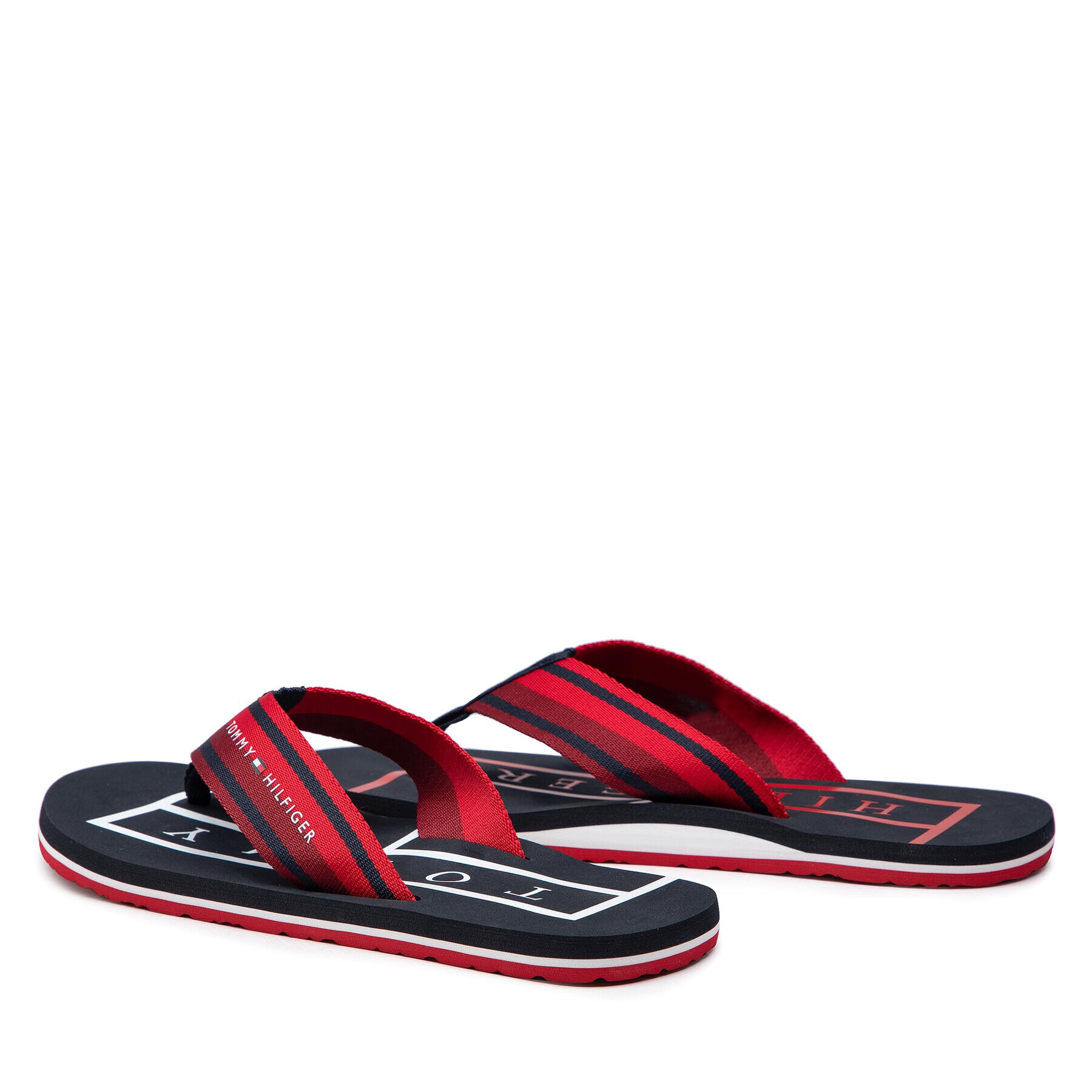 Tommy Hilfiger Flip flop Strips Hilfiger Beach Sandal FM0FM04066 Roșu - Pled.ro