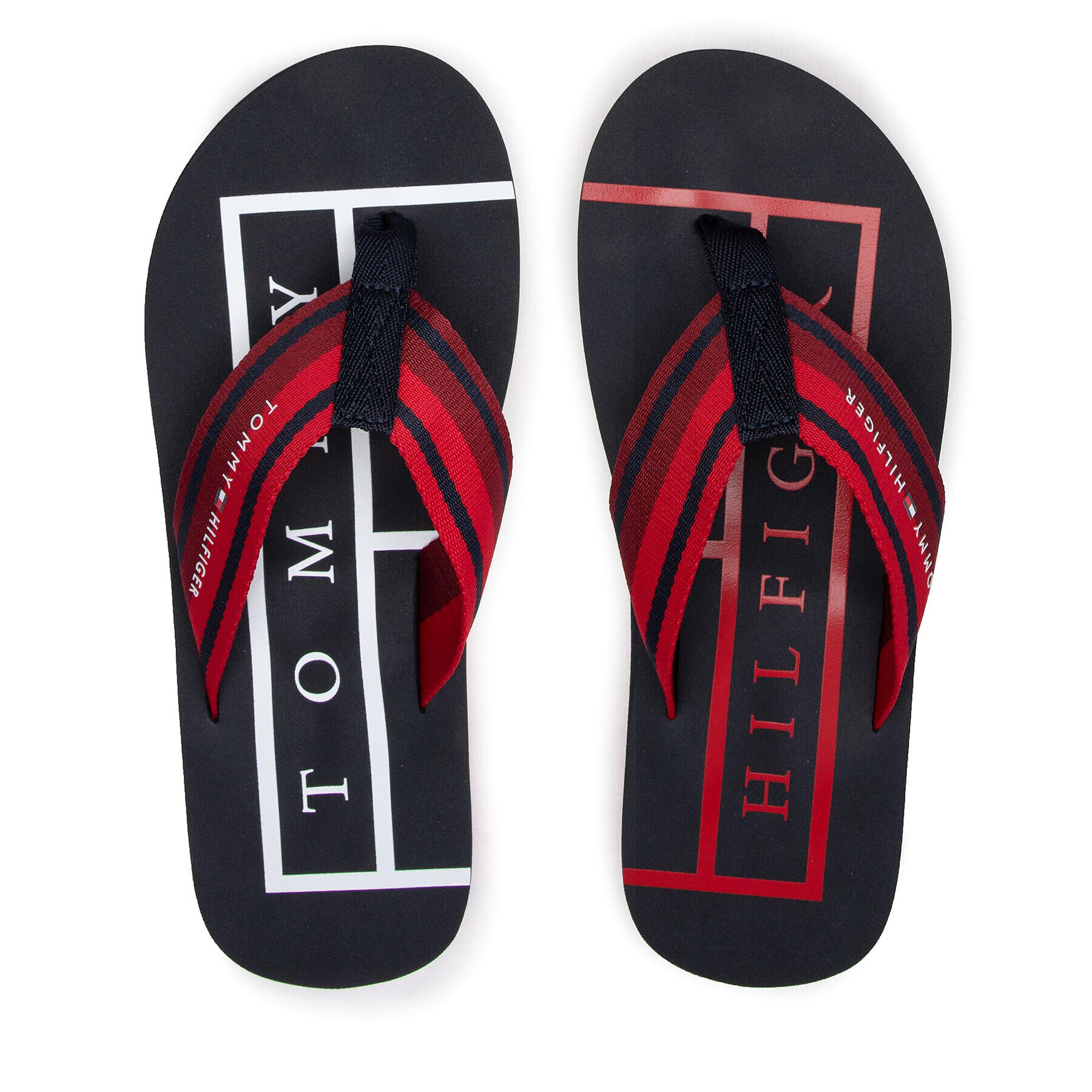 Tommy Hilfiger Flip flop Strips Hilfiger Beach Sandal FM0FM04066 Roșu - Pled.ro