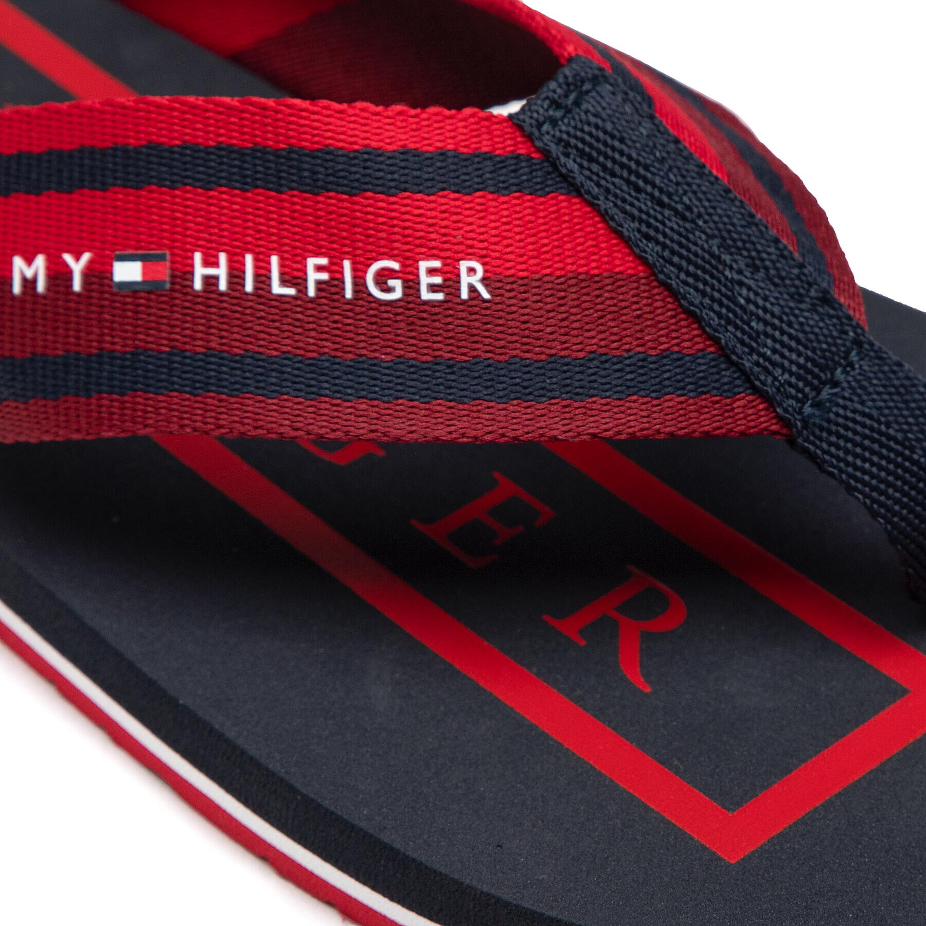 Tommy Hilfiger Flip flop Strips Hilfiger Beach Sandal FM0FM04066 Roșu - Pled.ro