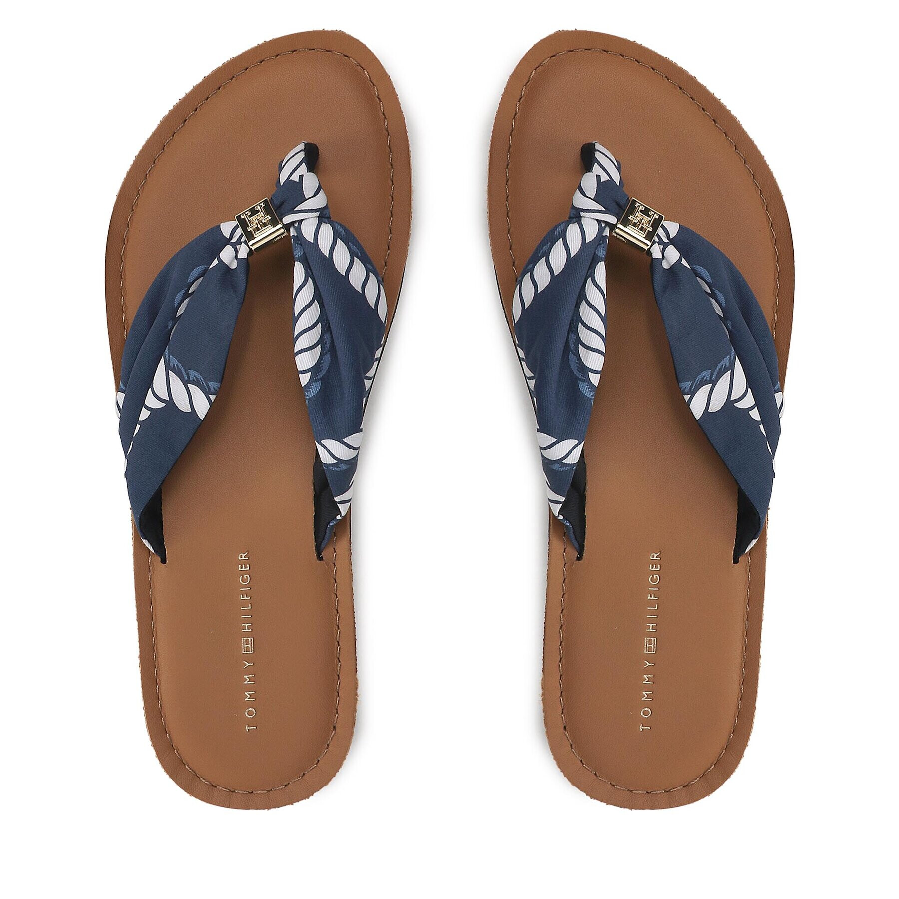 Tommy Hilfiger Flip flop Th Elevated Beach Sandal Print FW0FW07164 Bleumarin - Pled.ro