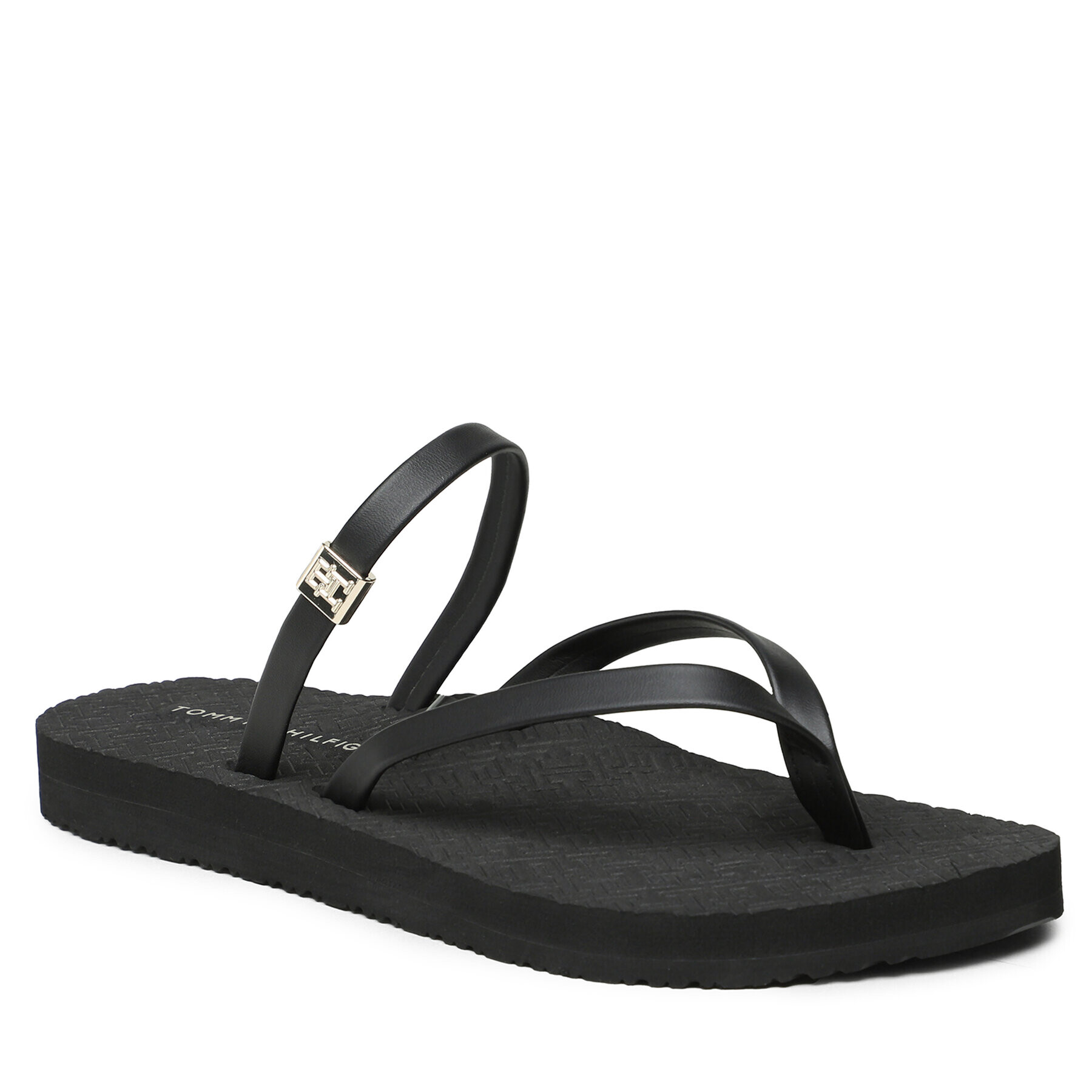 Tommy Hilfiger Flip flop Th Monogram Strap Sandal FW0FW07146 Negru - Pled.ro