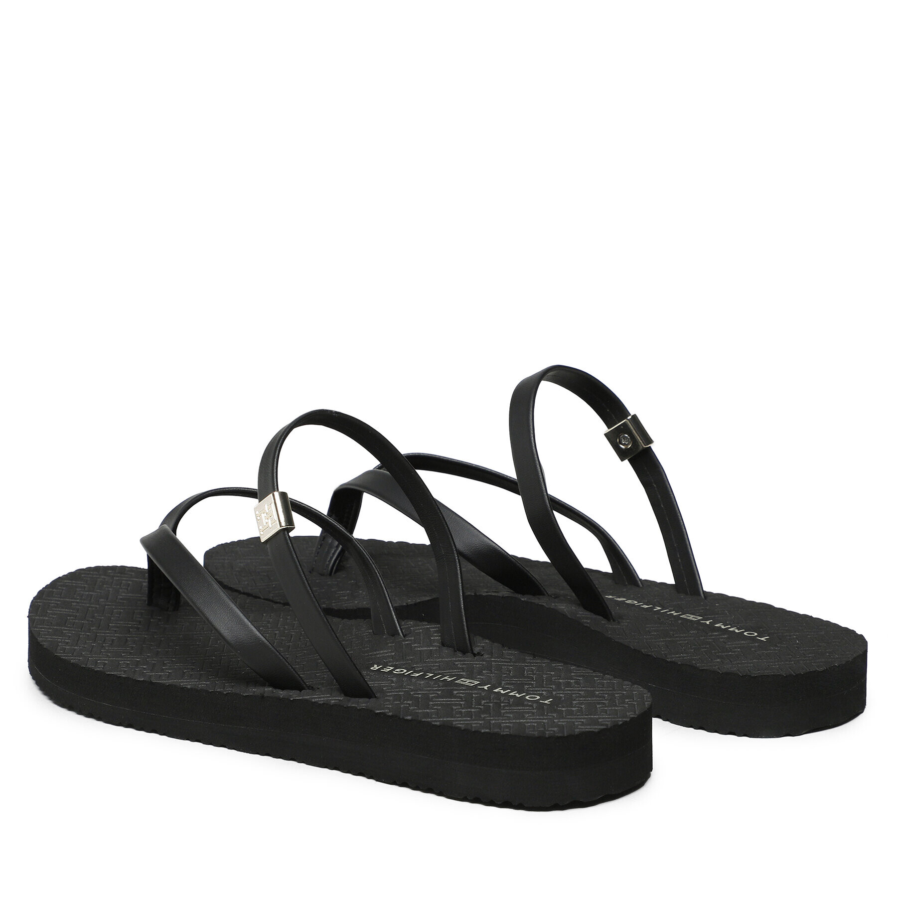 Tommy Hilfiger Flip flop Th Monogram Strap Sandal FW0FW07146 Negru - Pled.ro