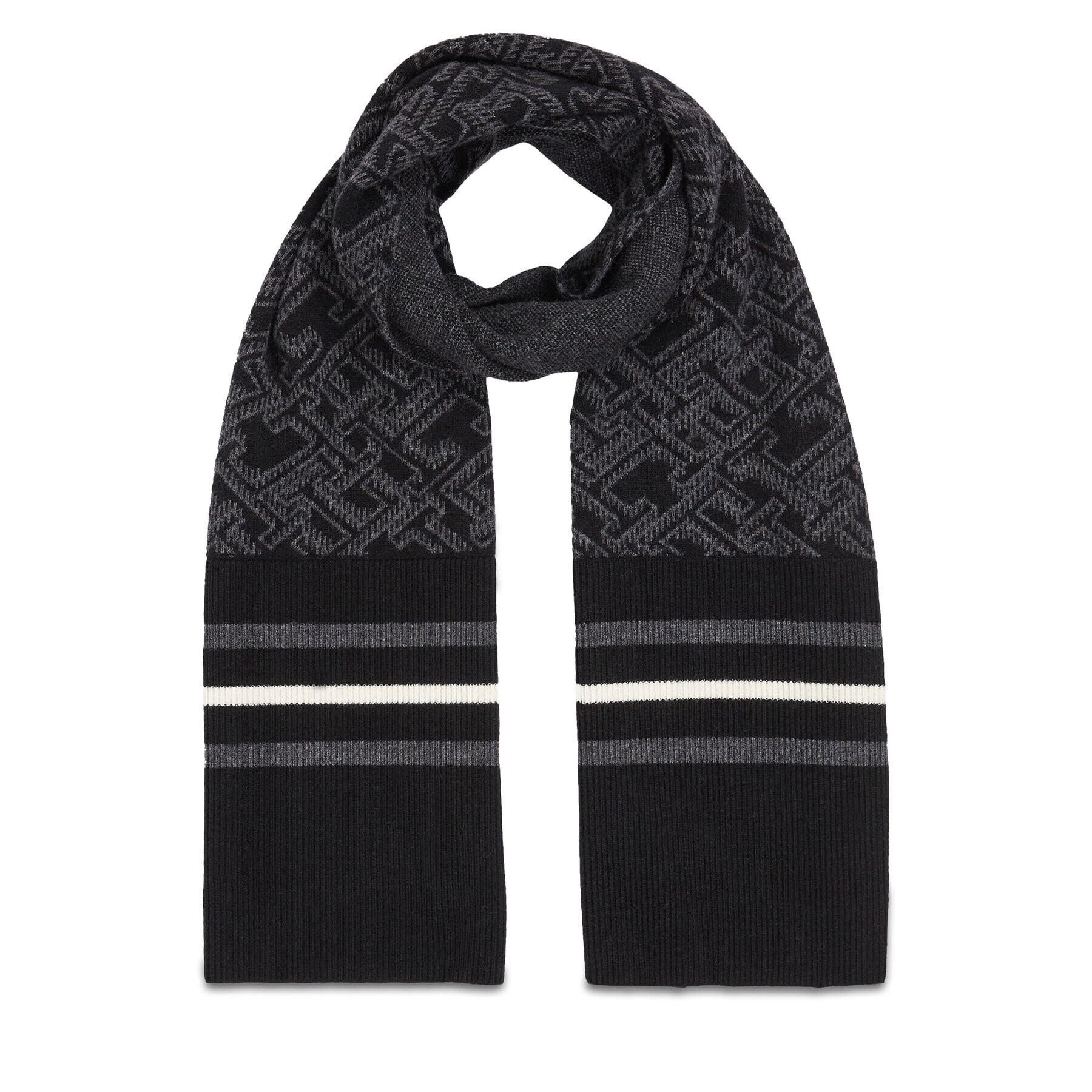 Tommy Hilfiger Fular Monogram Aop Scarf AM0AM12110 Negru - Pled.ro