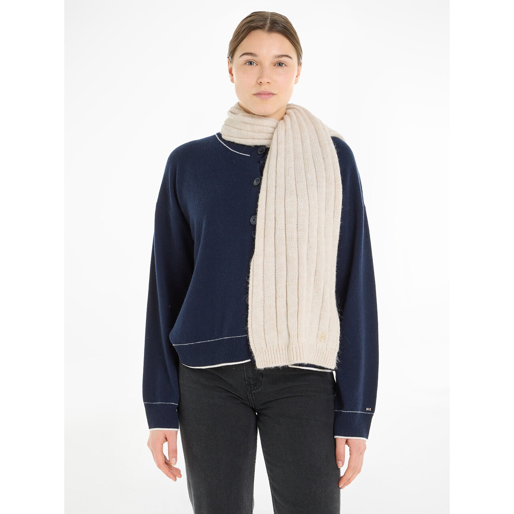 Tommy Hilfiger Fular Th Timeless Scarf AW0AW15351 Écru - Pled.ro