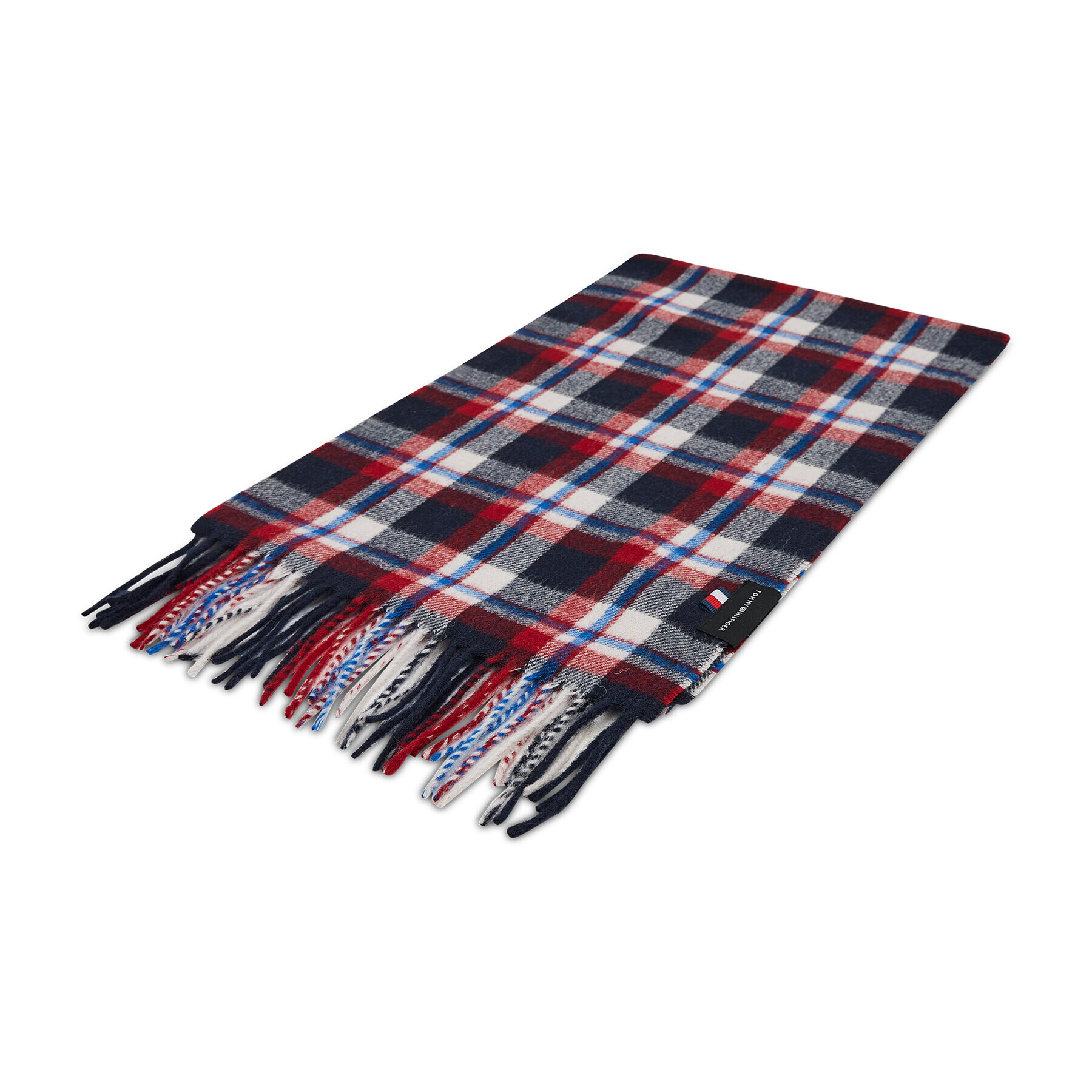 Tommy Hilfiger Fular Uptown Wool Tartan Scarf AM0AM08055 Bleumarin - Pled.ro