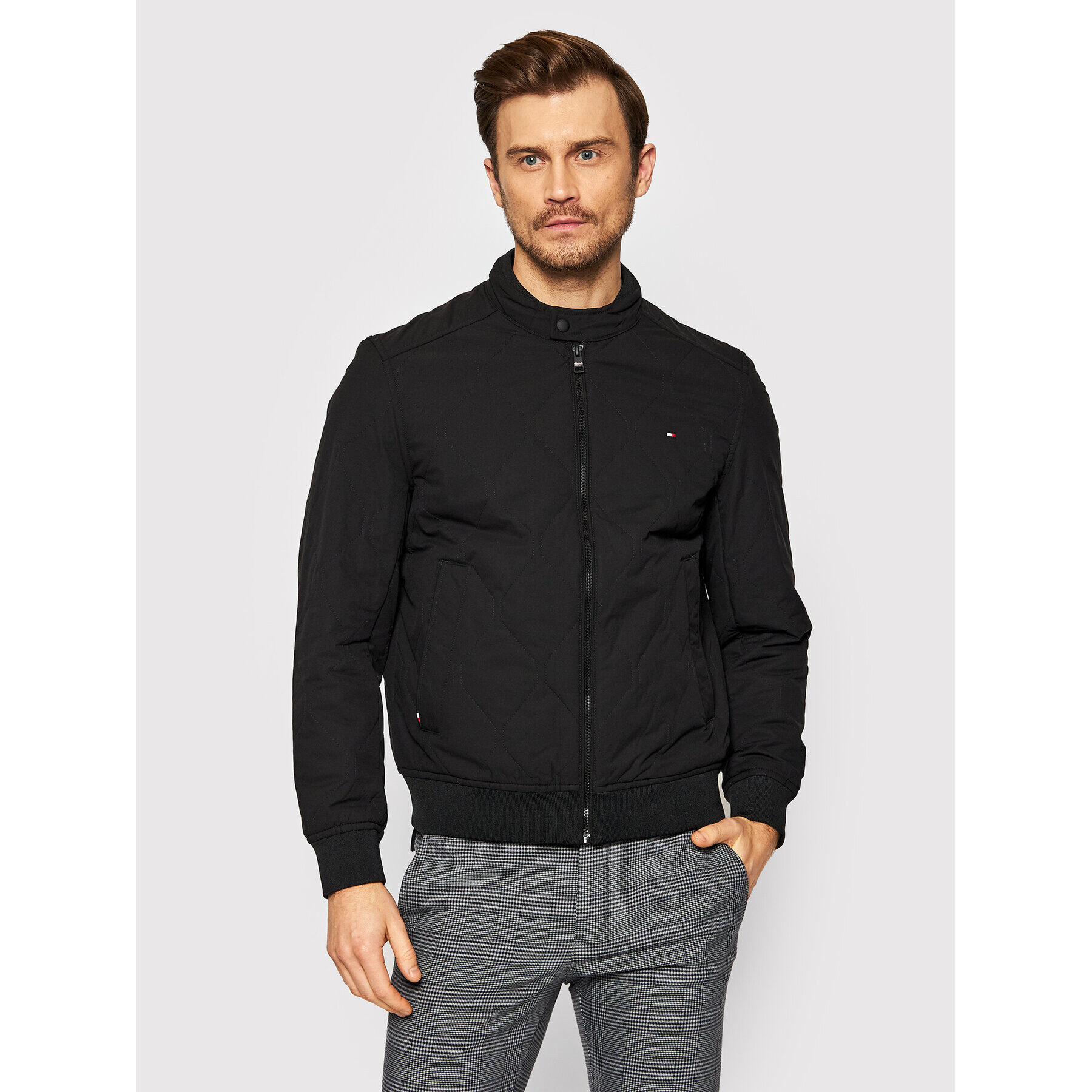 Tommy Hilfiger Geacă bomber Diamond Quilted MW0MW21187 Negru Regular Fit - Pled.ro