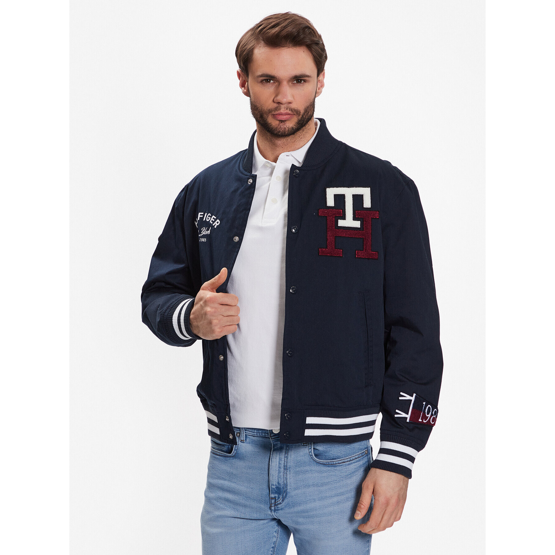 Tommy Hilfiger Geacă bomber Varsity MW0MW29966 Bleumarin Regular Fit - Pled.ro