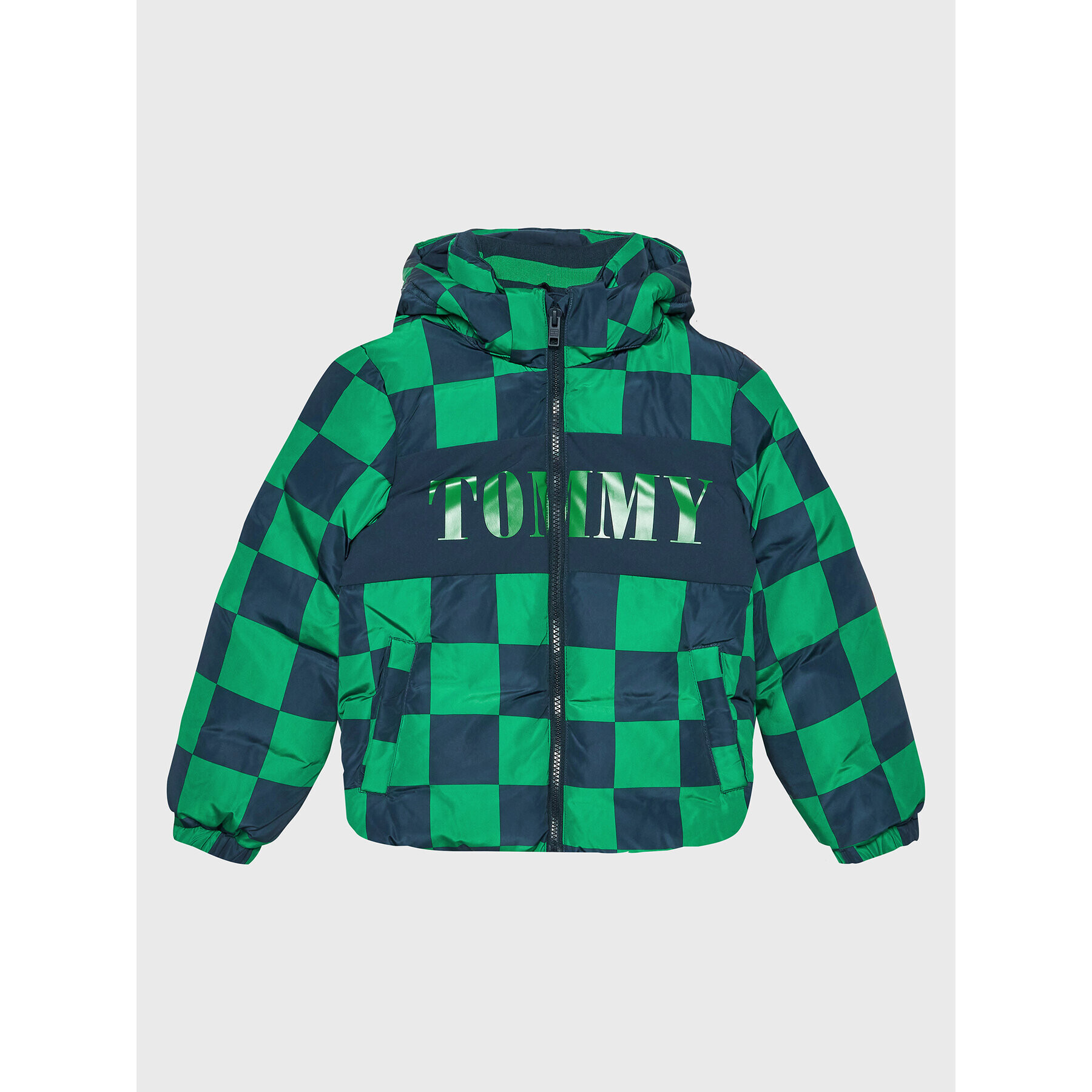 Tommy Hilfiger Geacă din puf Checker Board KB0KB07814 M Verde Regular Fit - Pled.ro