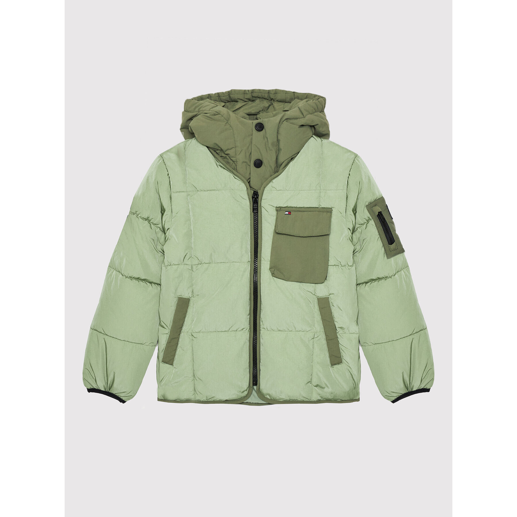 Tommy Hilfiger Geacă din puf Detachable Hood KB0KB06669 D Verde Regular Fit - Pled.ro