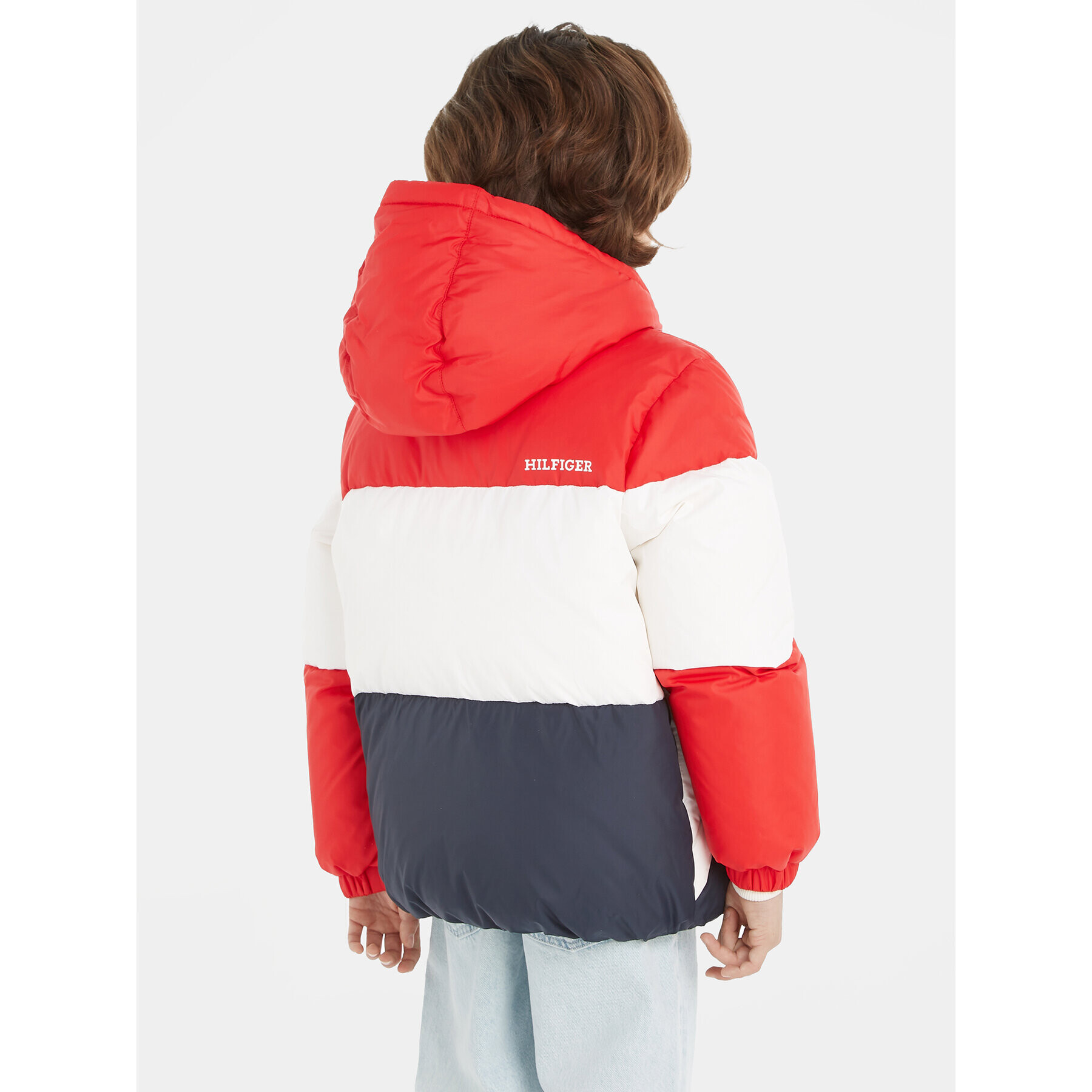 Tommy Hilfiger Geacă din puf Essential Colorblock KB0KB08559 M Roșu Regular Fit - Pled.ro