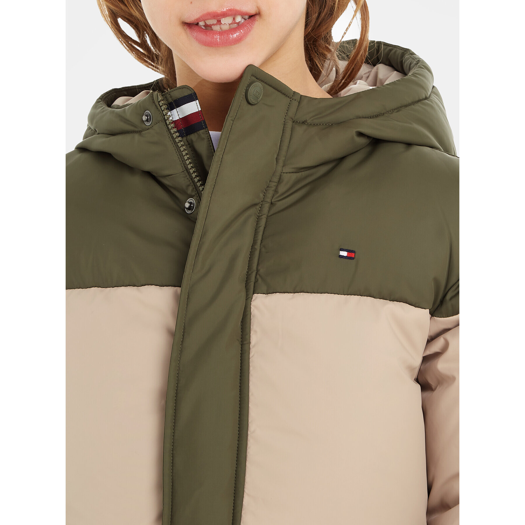 Tommy Hilfiger Geacă din puf Essential Colorblock KB0KB08559 M Verde Regular Fit - Pled.ro