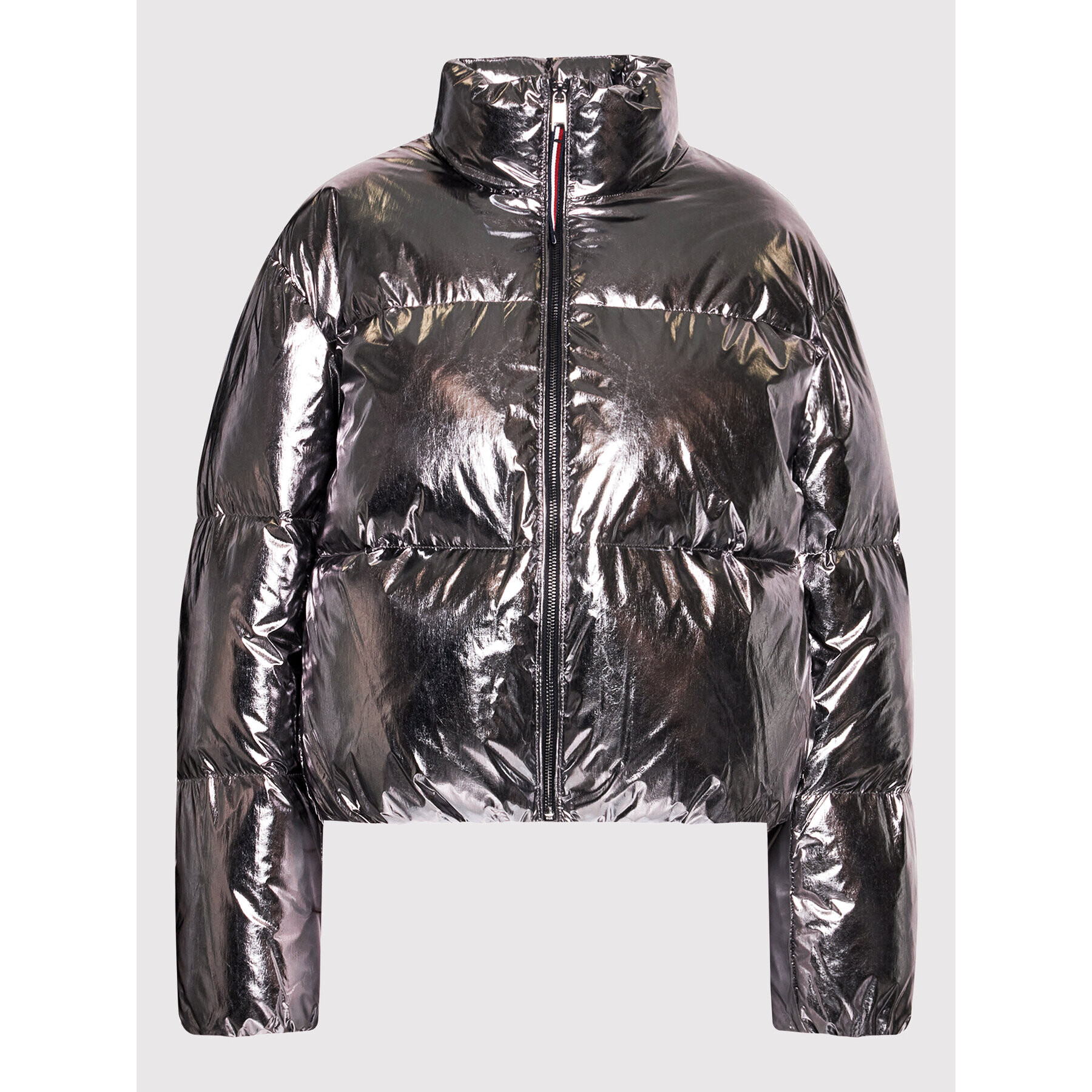 Tommy Hilfiger Geacă din puf Gloss Foil Logo WW0WW33072 Argintiu Relaxed Fit - Pled.ro