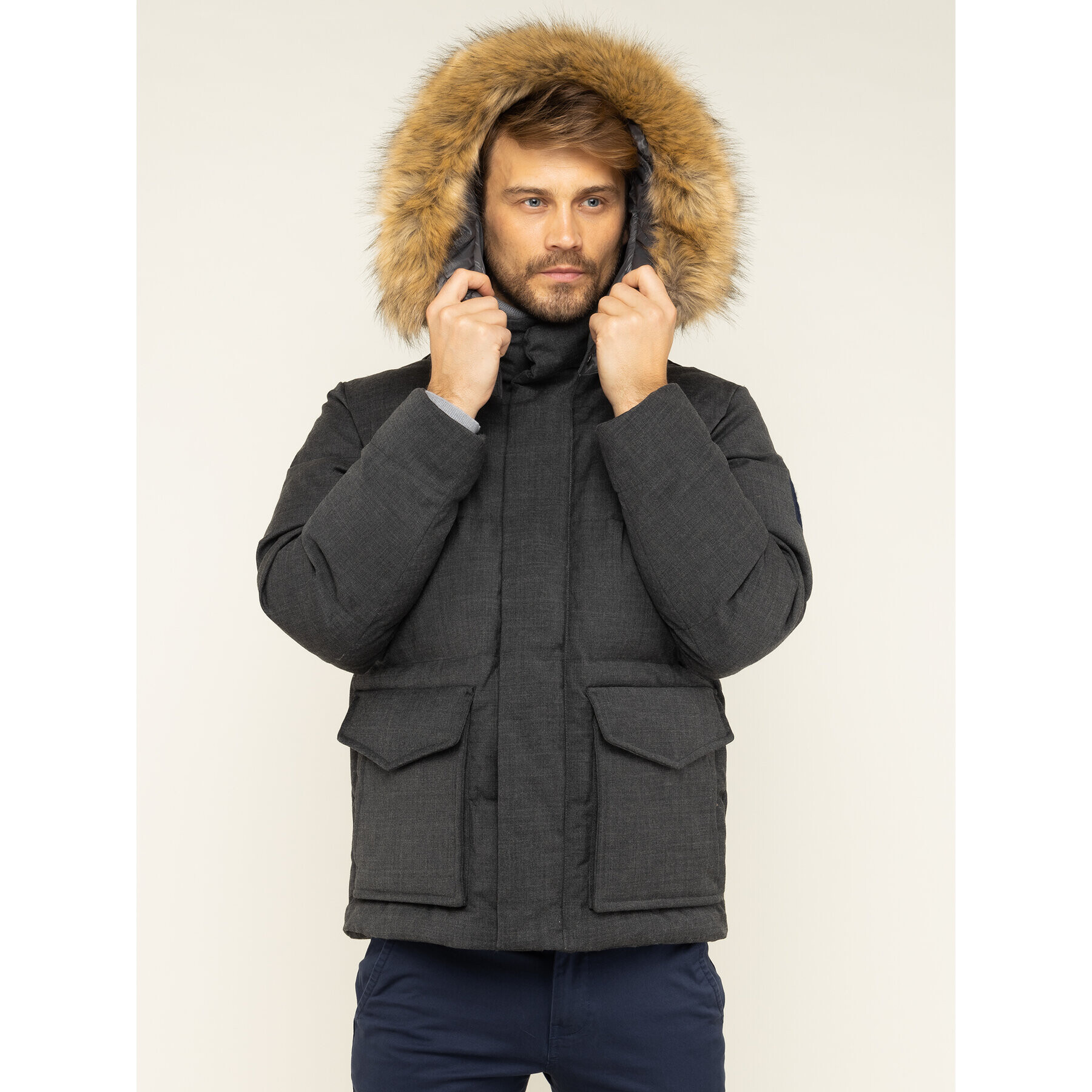 Tommy Hilfiger Geacă din puf Icon Tech Puffer MW0MW12115 Gri Regular Fit - Pled.ro