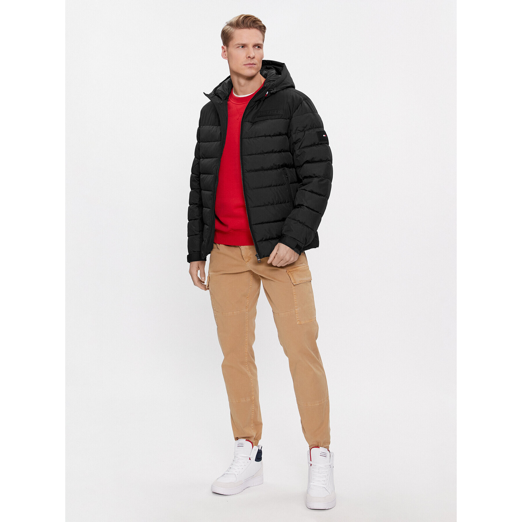 Tommy Hilfiger Geacă din puf MW0MW33735 Negru Regular Fit - Pled.ro