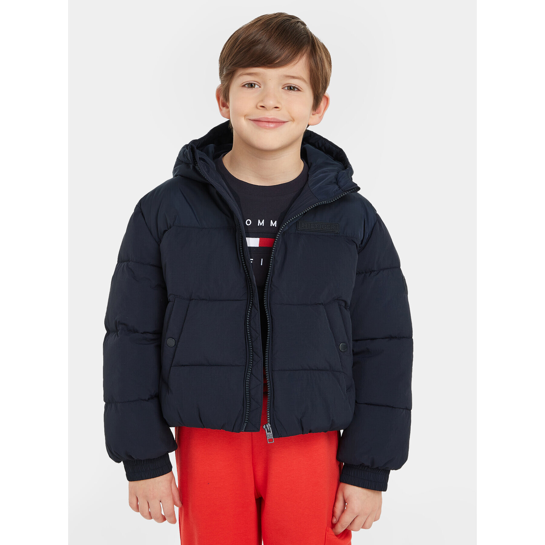 Tommy Hilfiger Geacă din puf New York KG0KG07551 Bleumarin Relaxed Fit - Pled.ro