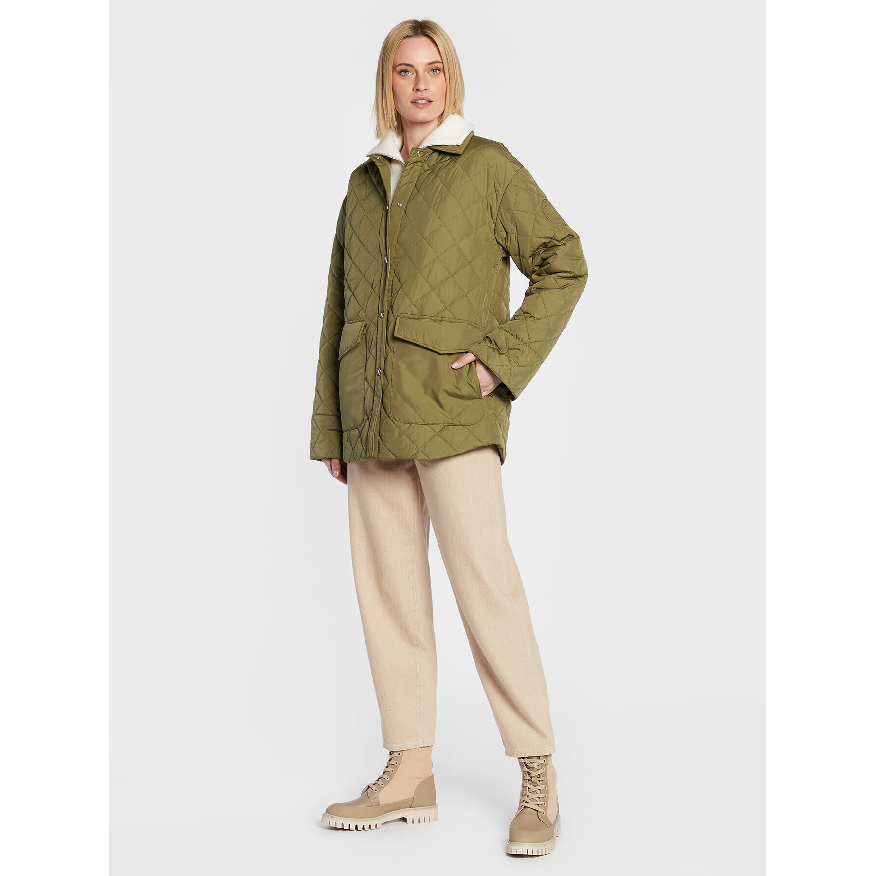 Tommy Hilfiger Geacă din puf Quilted WW0WW35552 Verde Relaxed Fit - Pled.ro