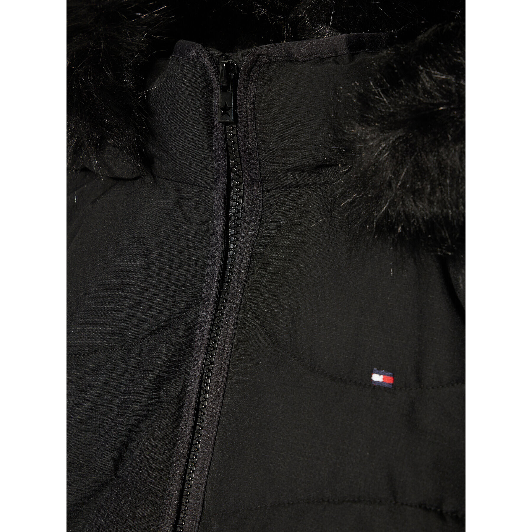 Tommy Hilfiger Geacă din puf Tonal Fur KG0KG05970 D Negru Regular Fit - Pled.ro