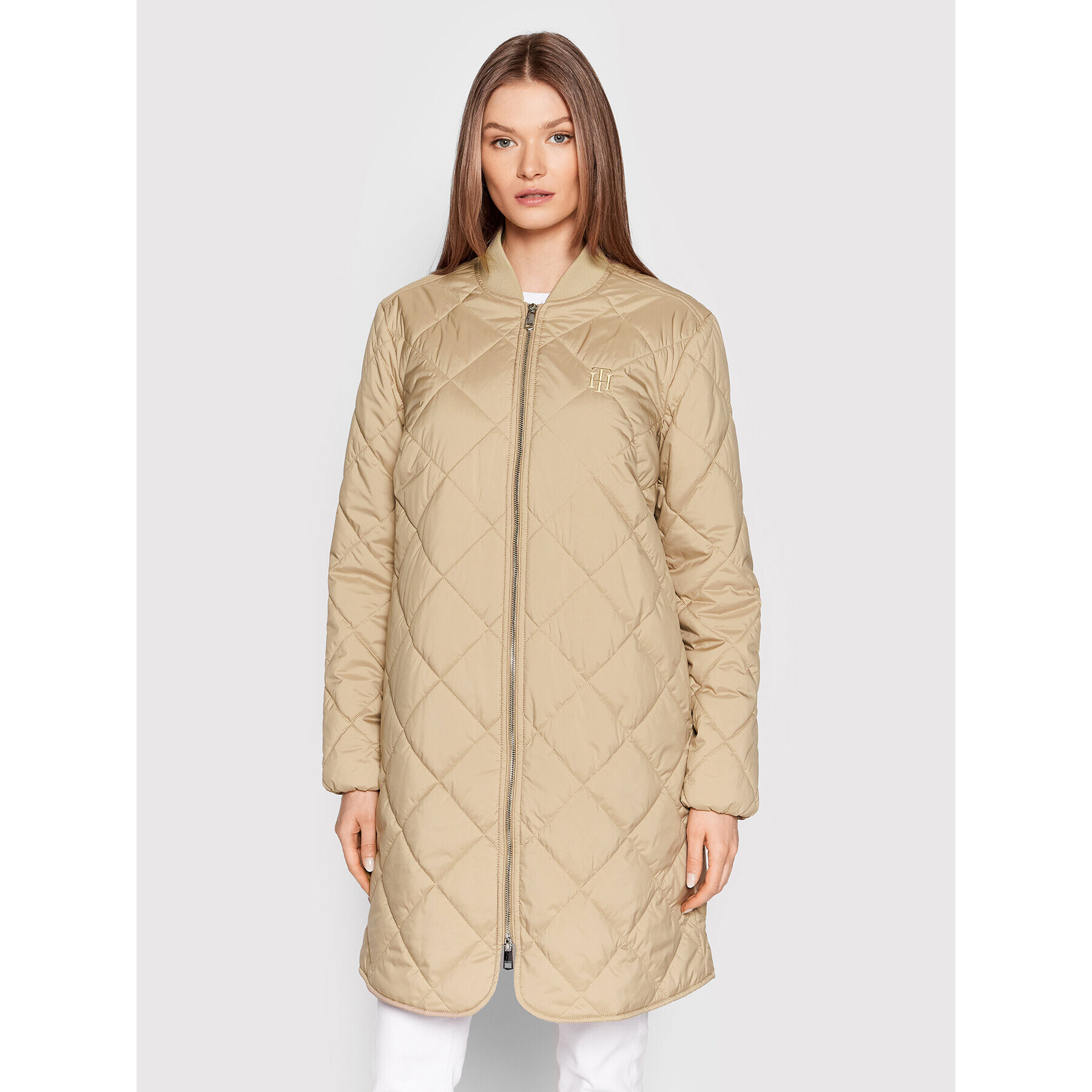 Tommy Hilfiger Geacă Quilted WW0WW34710 Bej Relaxed Fit - Pled.ro