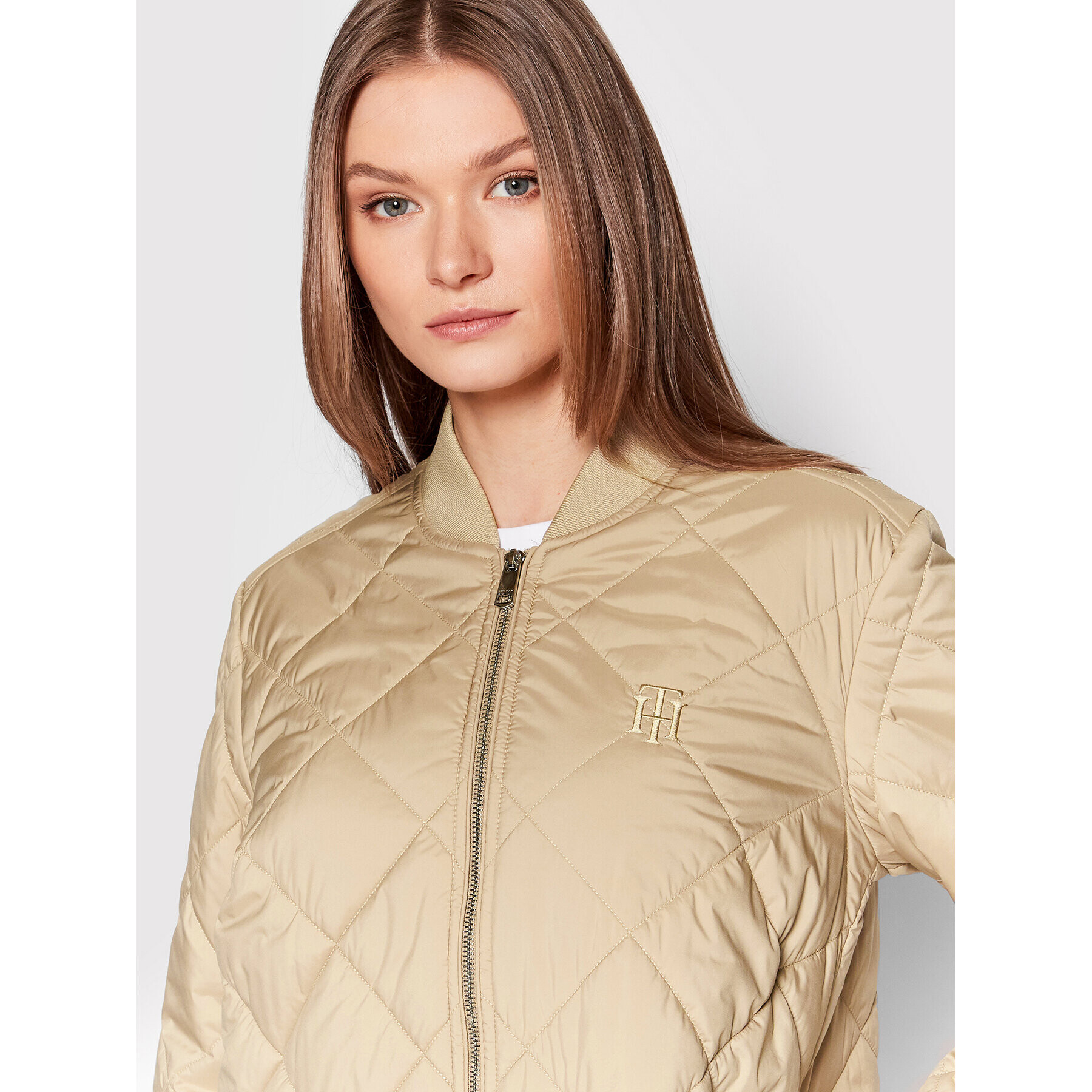 Tommy Hilfiger Geacă Quilted WW0WW34710 Bej Relaxed Fit - Pled.ro