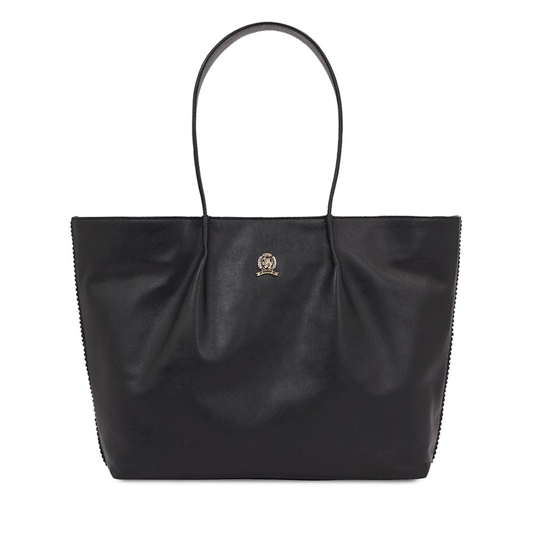 Tommy Hilfiger Geantă Crest Leather Tote AW0AW15230 Negru - Pled.ro