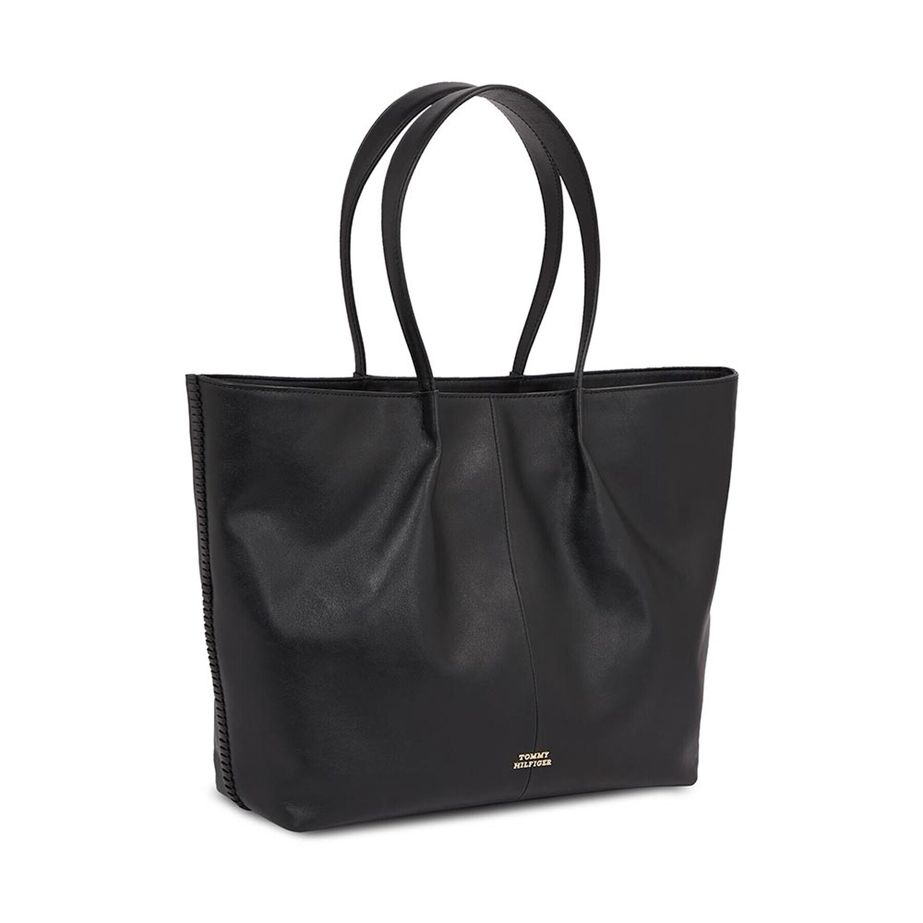 Tommy Hilfiger Geantă Crest Leather Tote AW0AW15230 Negru - Pled.ro