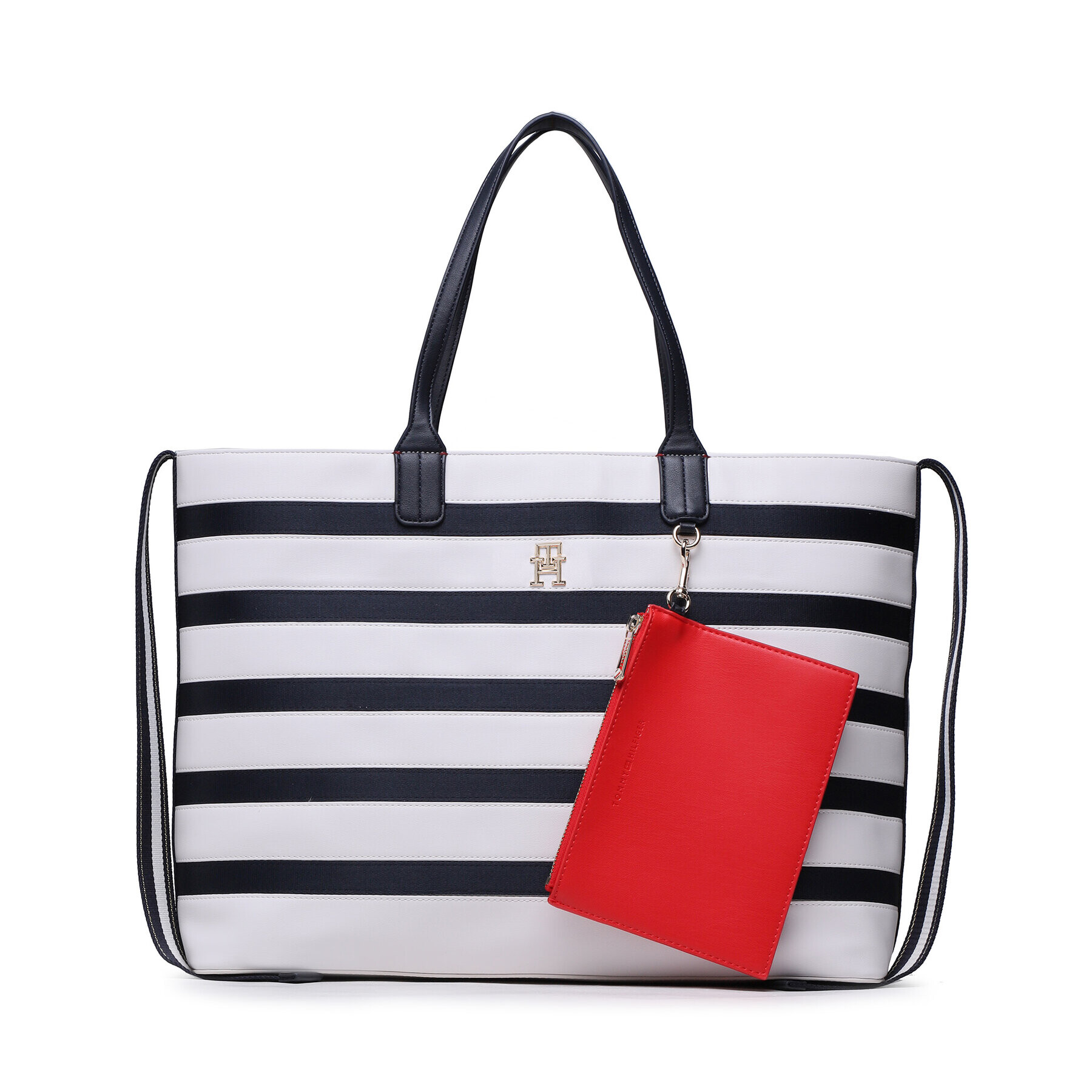 Tommy Hilfiger Geantă Iconic Tommy Tote Stripes AW0AW14762 Alb - Pled.ro